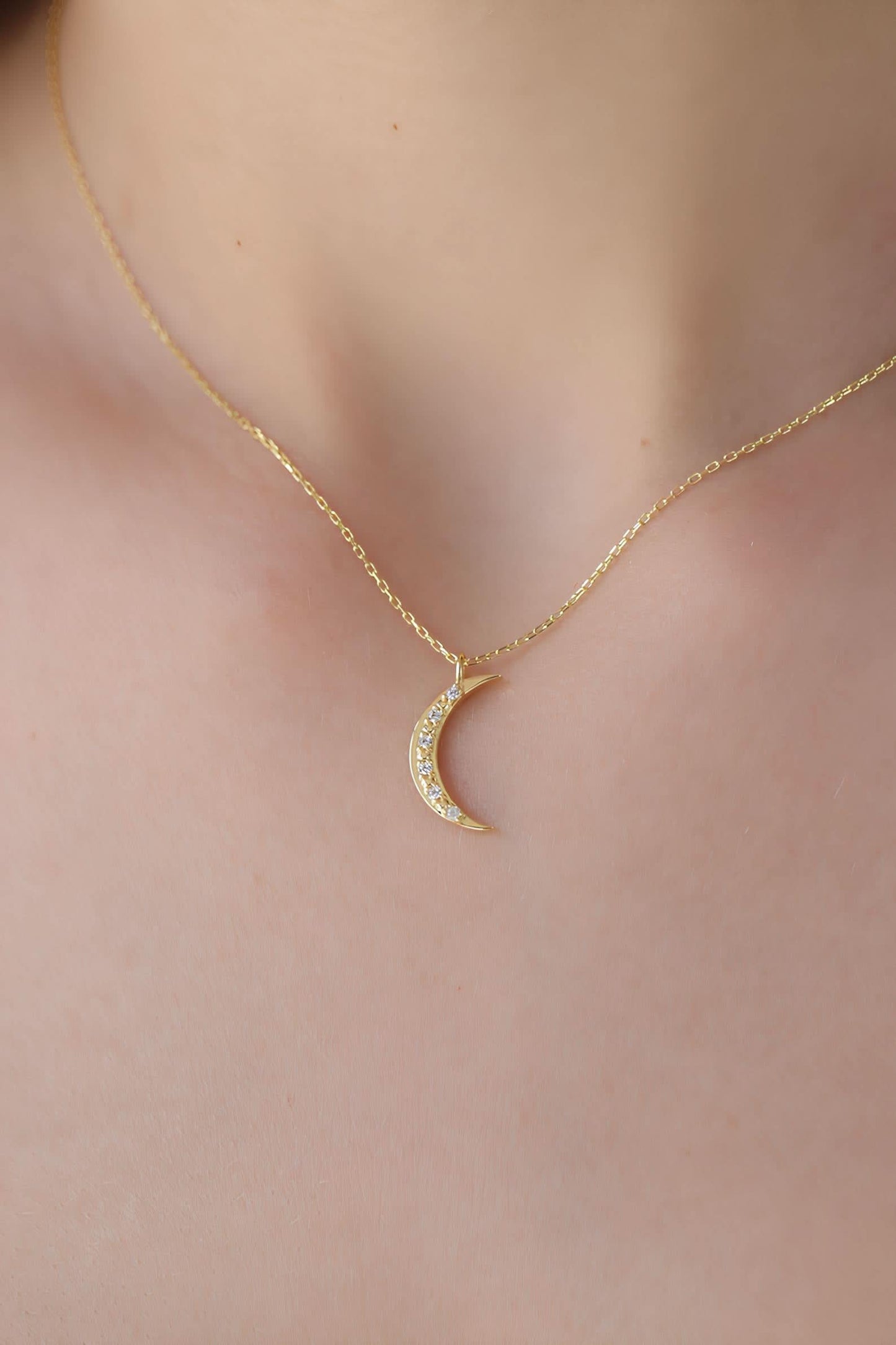 Diamond Crescent Moon Necklace
