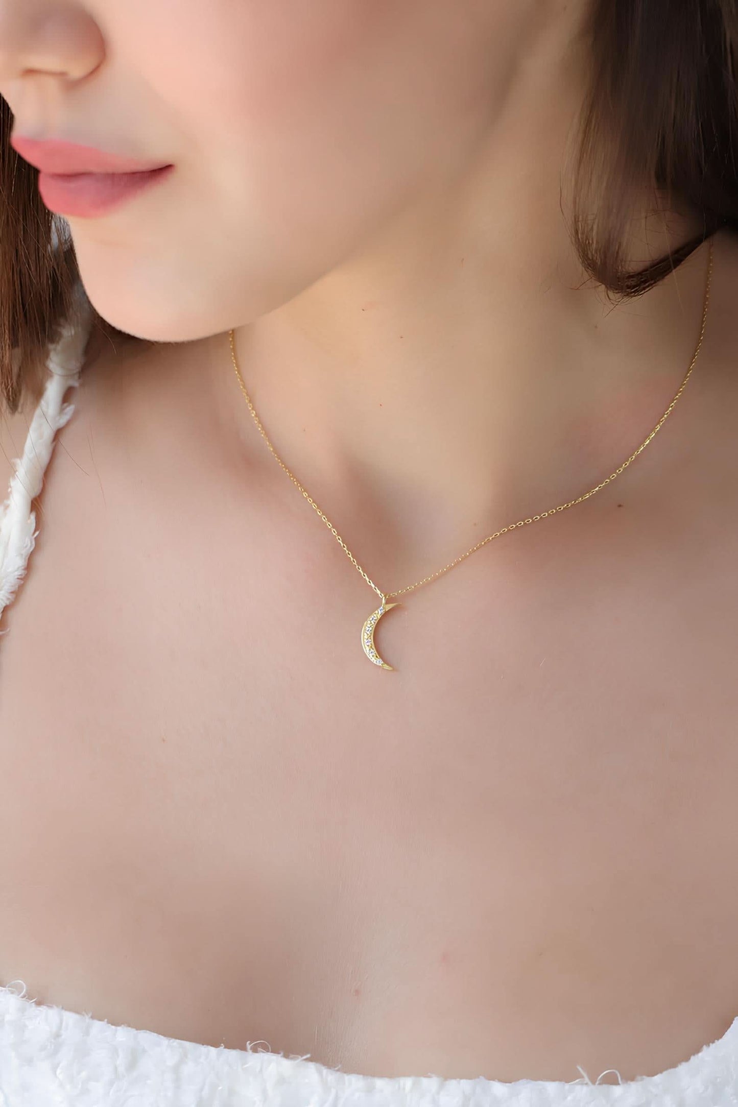 Diamond Crescent Moon Necklace