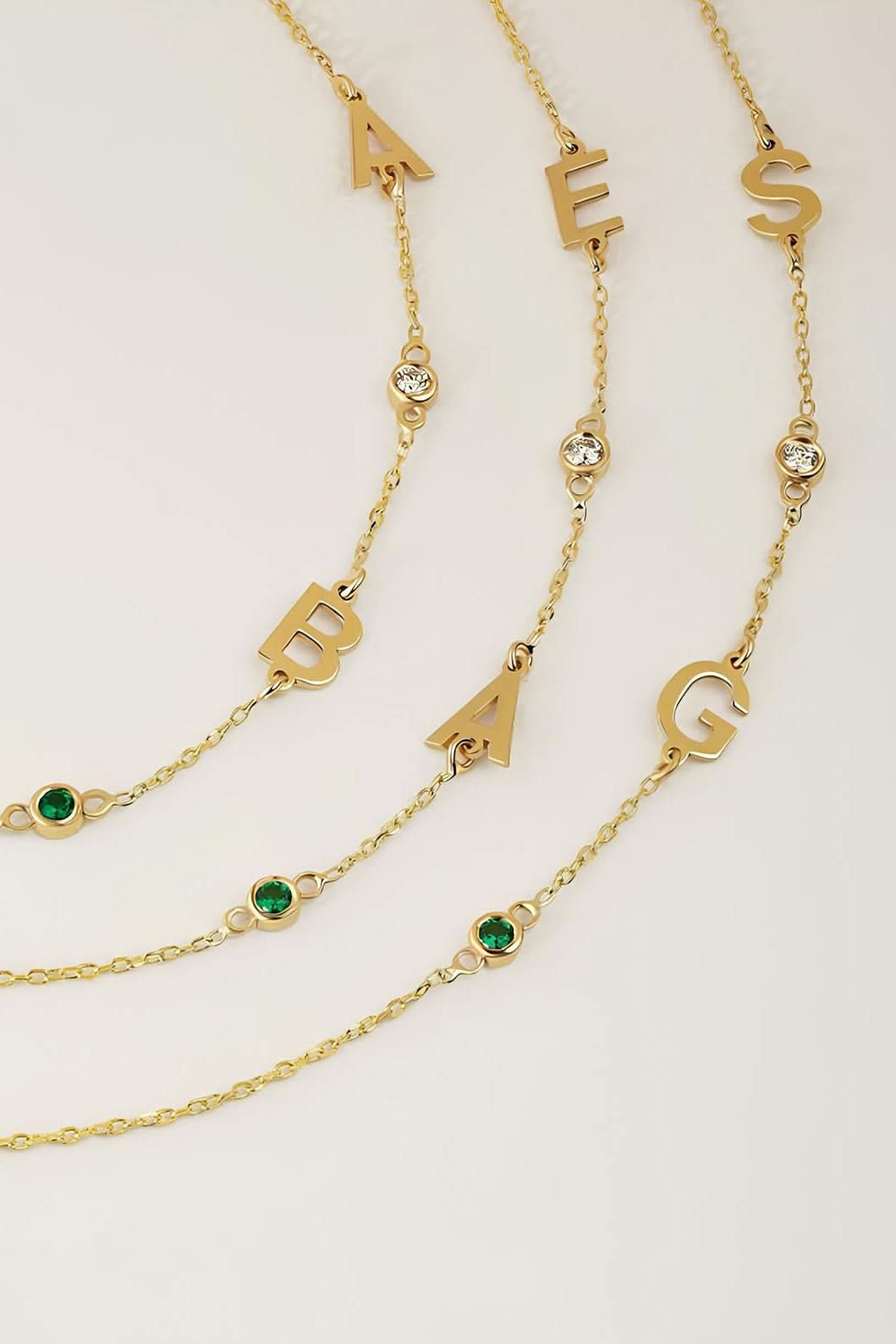 Birthstones Initials Necklace