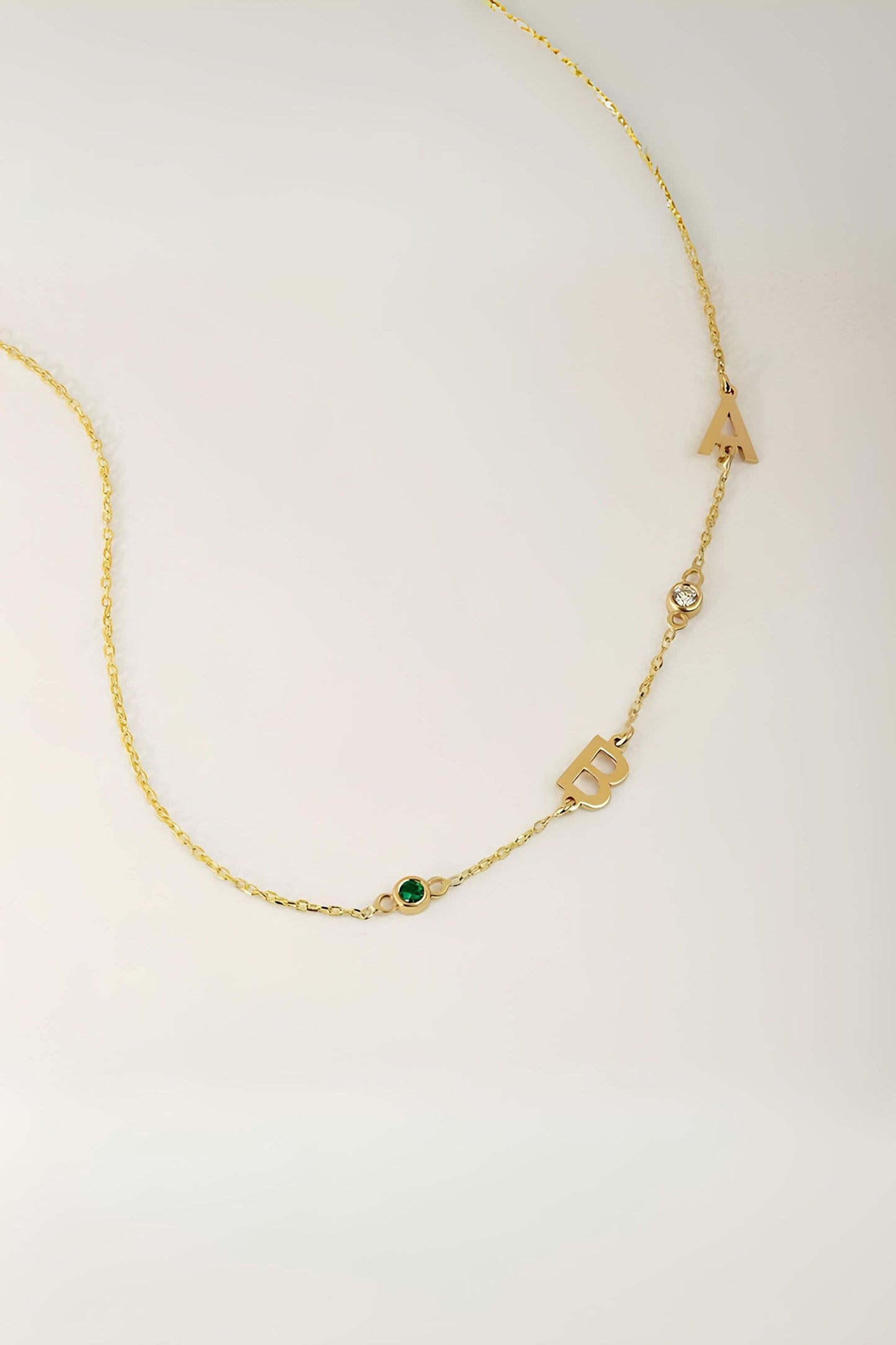 Birthstones Initials Necklace