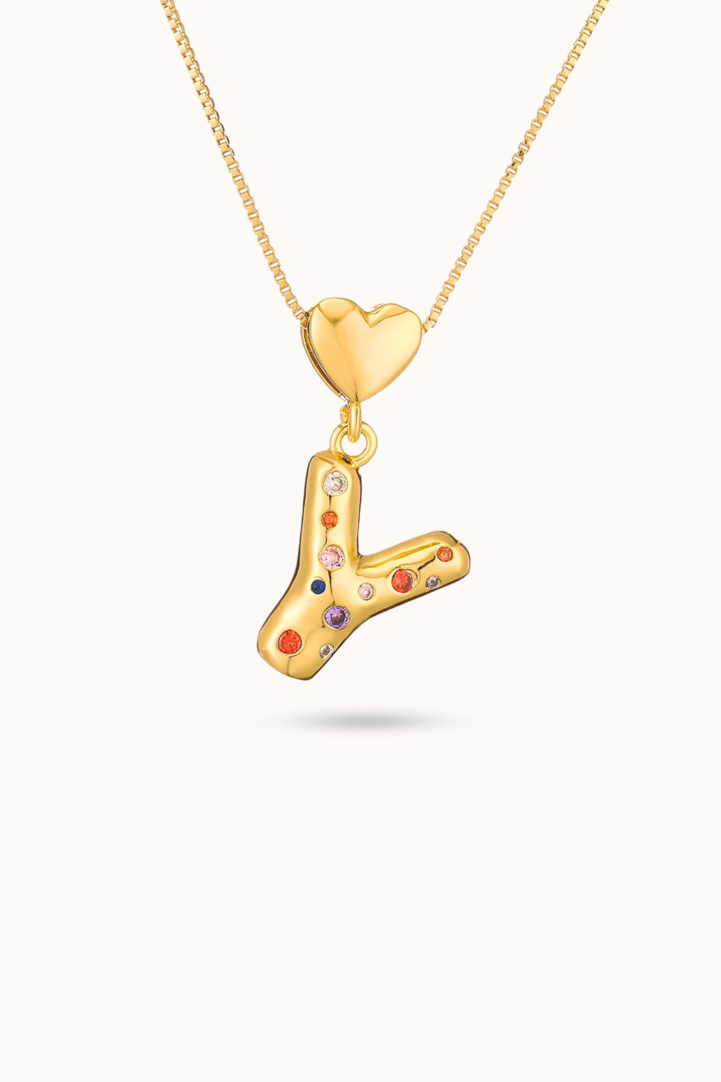 Initial Name Love Heart Stippling Pendant Necklace