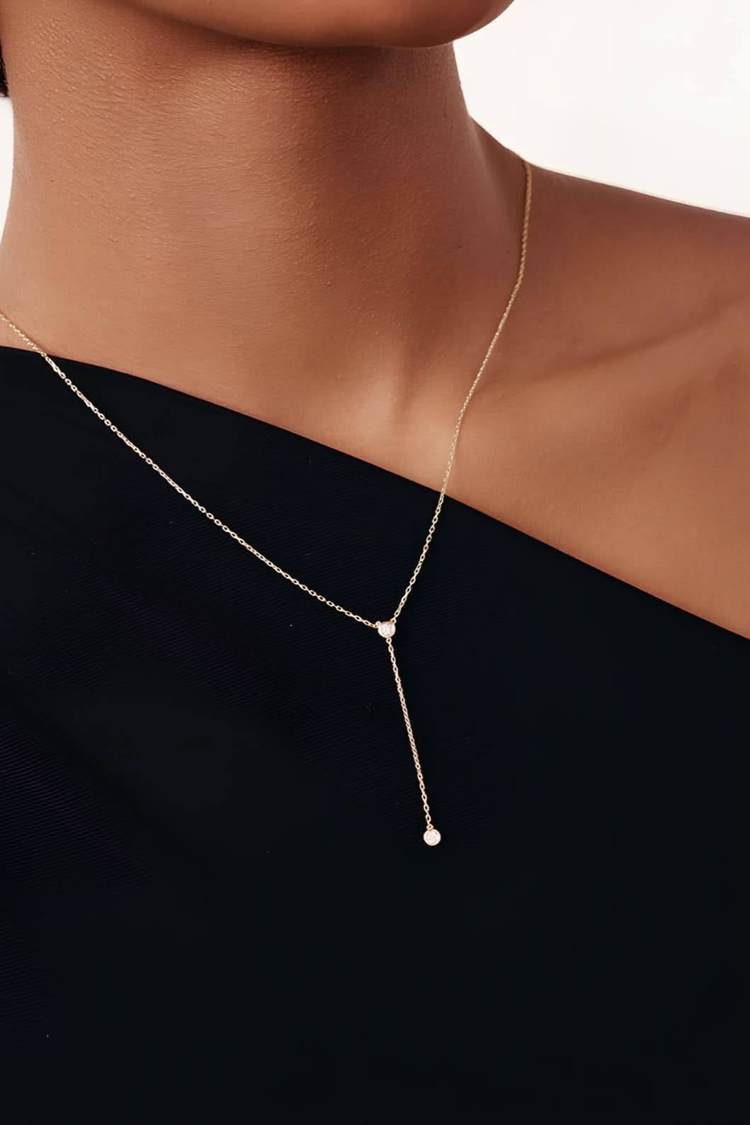 Diamond Bezel Lariat Necklace