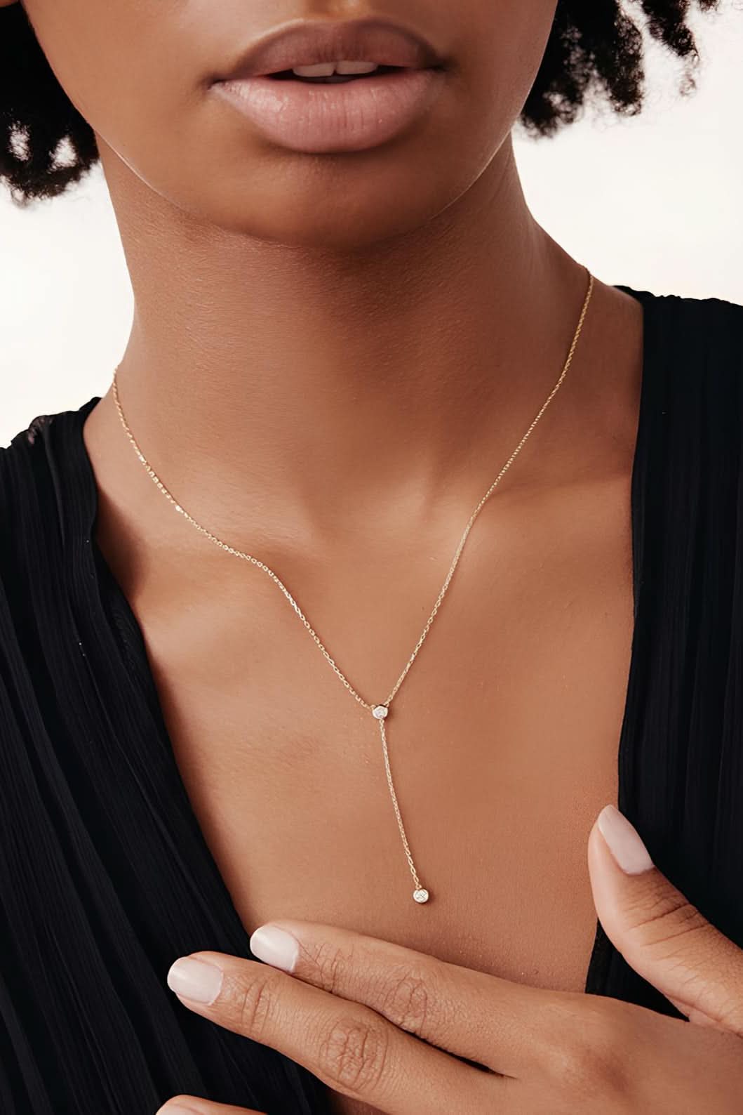 Diamond Bezel Lariat Necklace