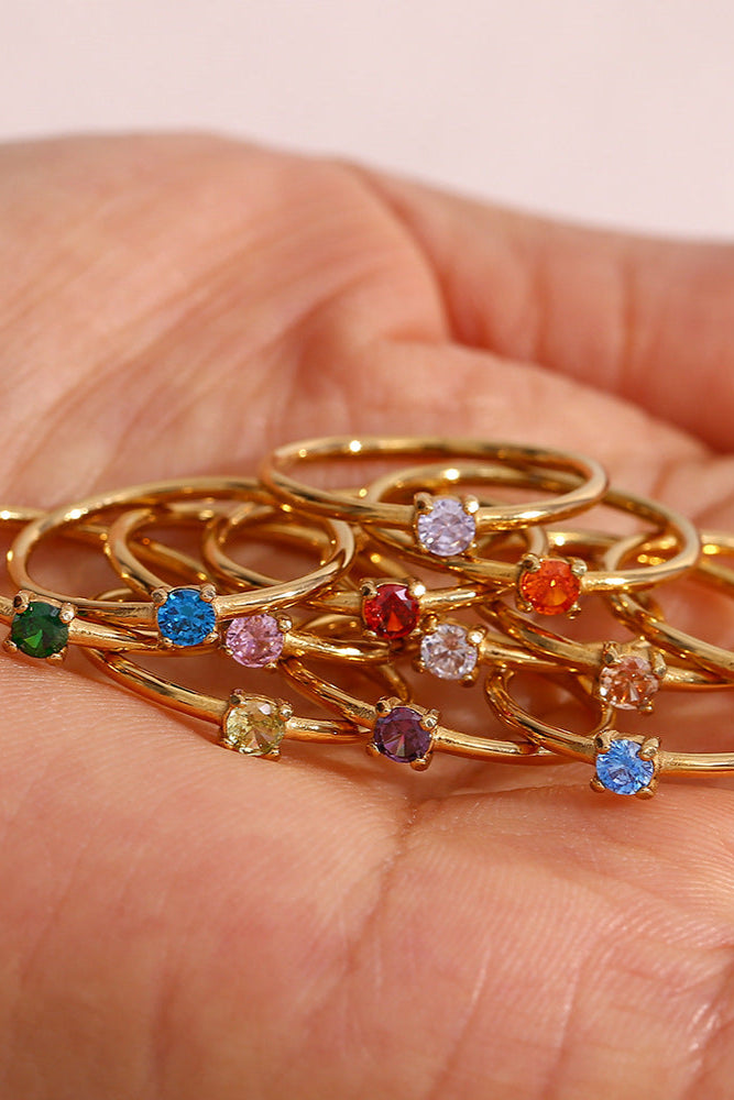 Thin Birthstone Tail Ring
