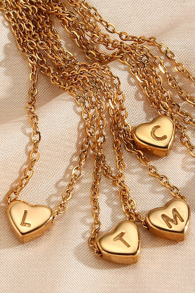Heart Shape Initial Name Necklace A