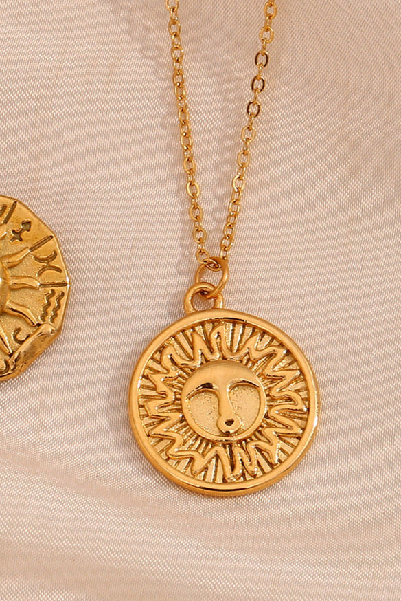 Engraved Sun Pendant Necklace