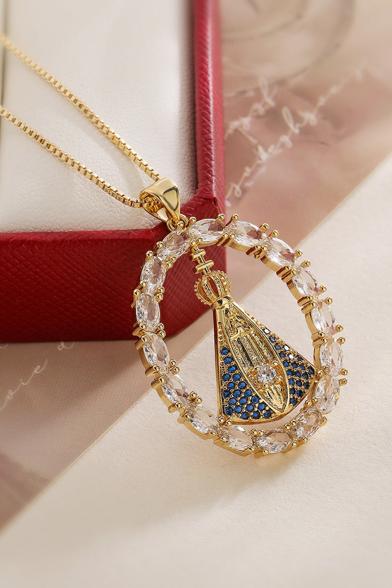 Diamond Madonna Pendant Necklace