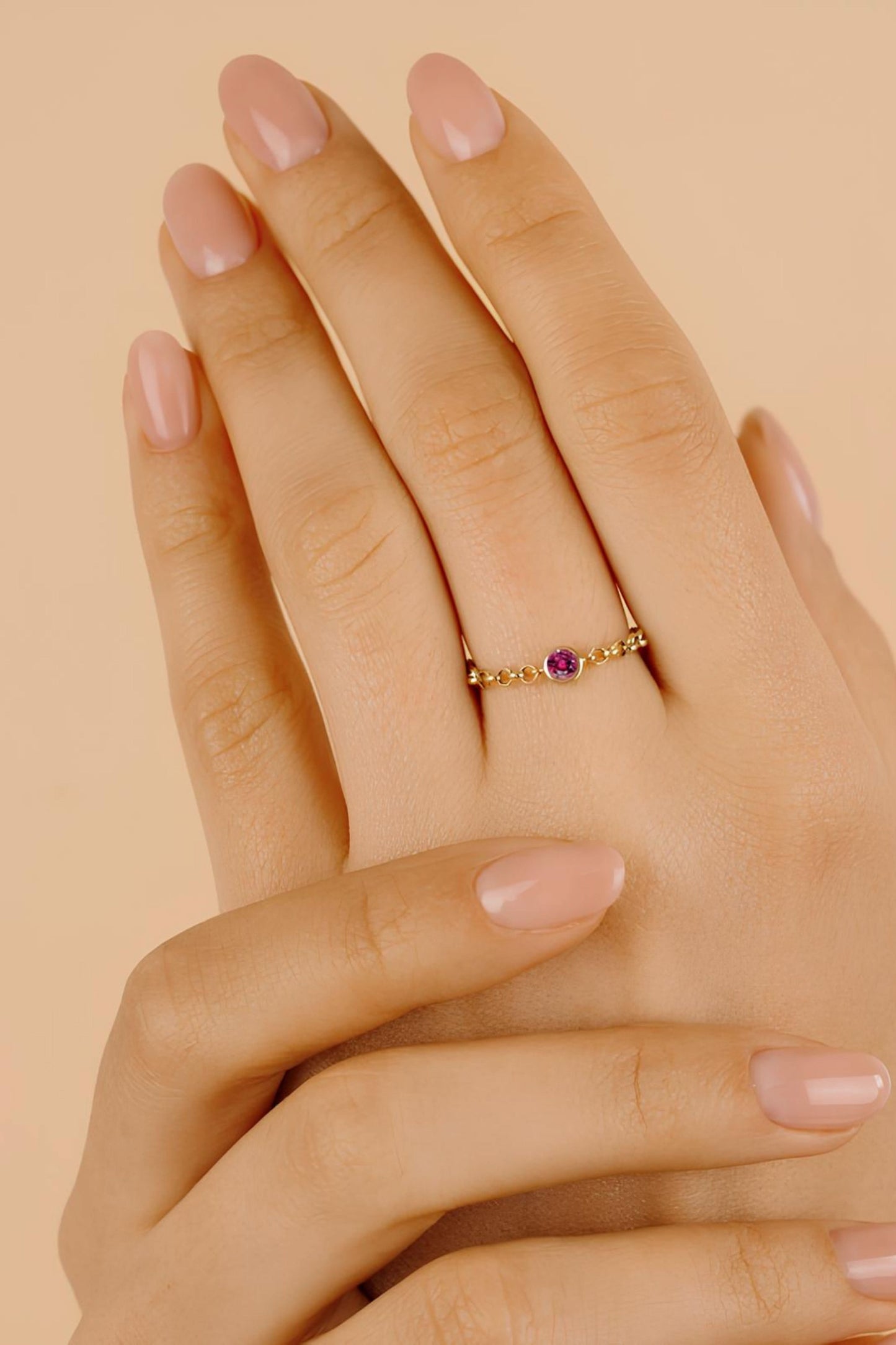 14K Bezel Birthstone Ring