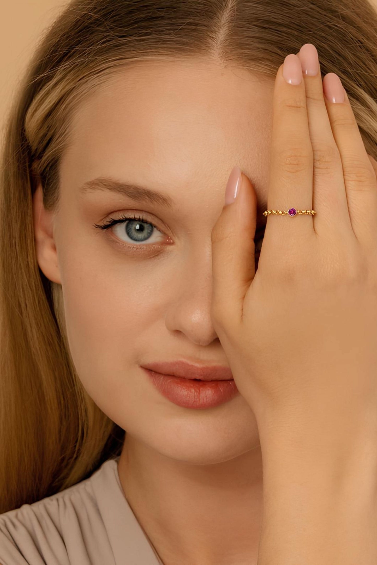 14K Bezel Birthstone Ring