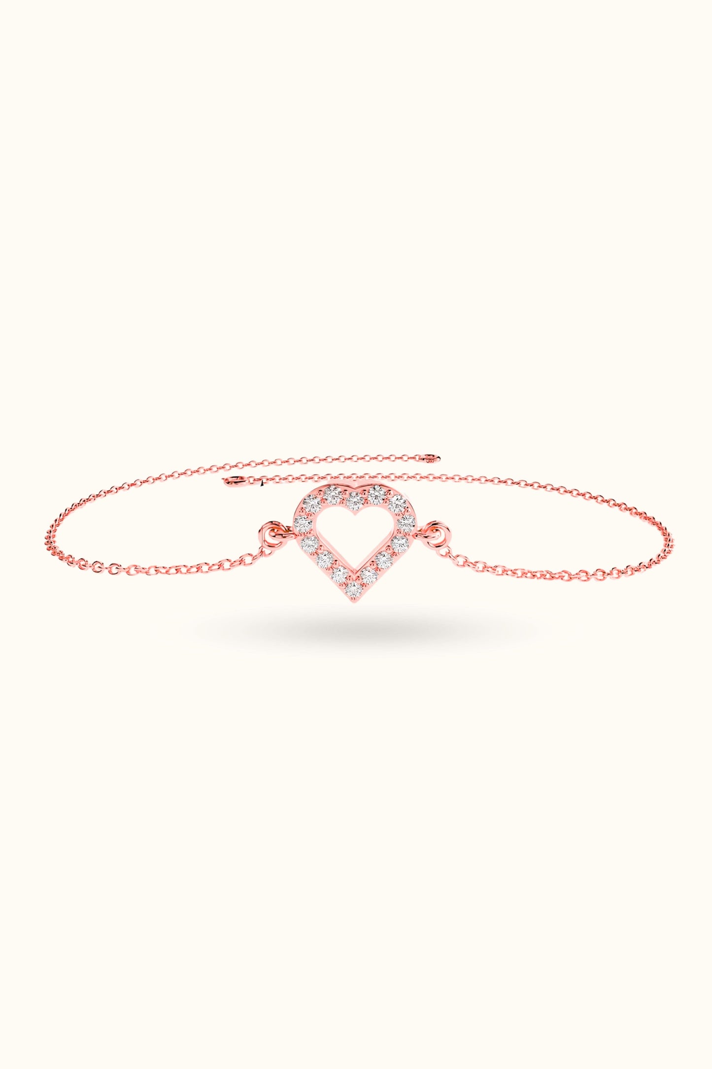 14K Diamond Hallow Heart Bracelet