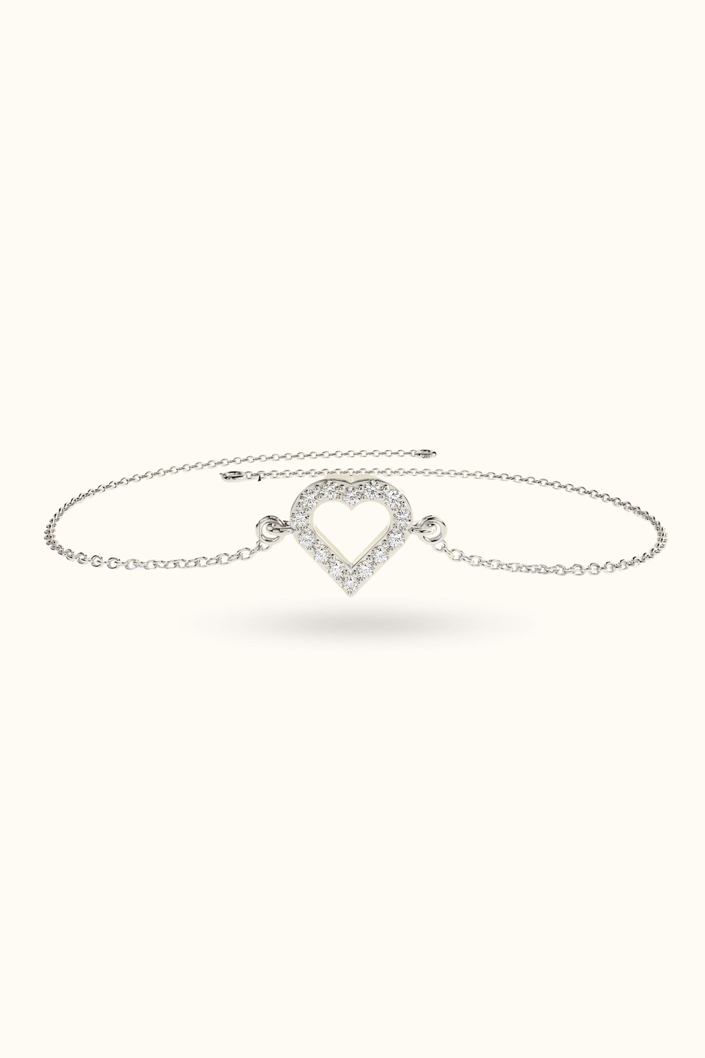 14K Diamond Hallow Heart Bracelet