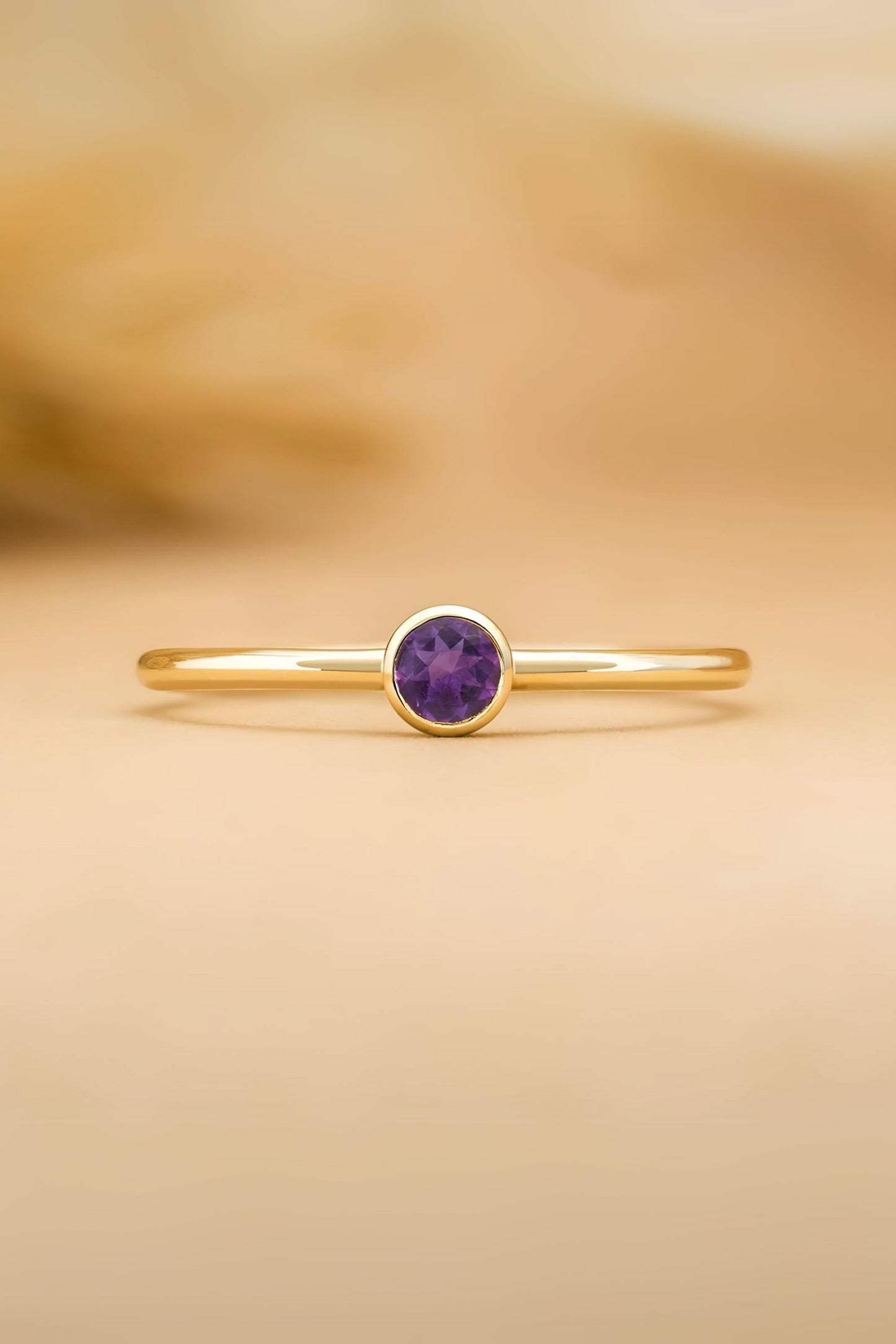 14K Gold Single Birthstone Ring