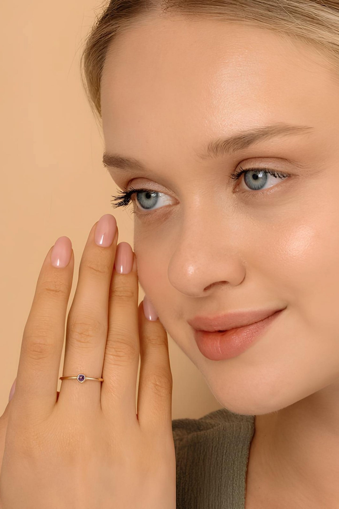 14K Gold Single Birthstone Ring