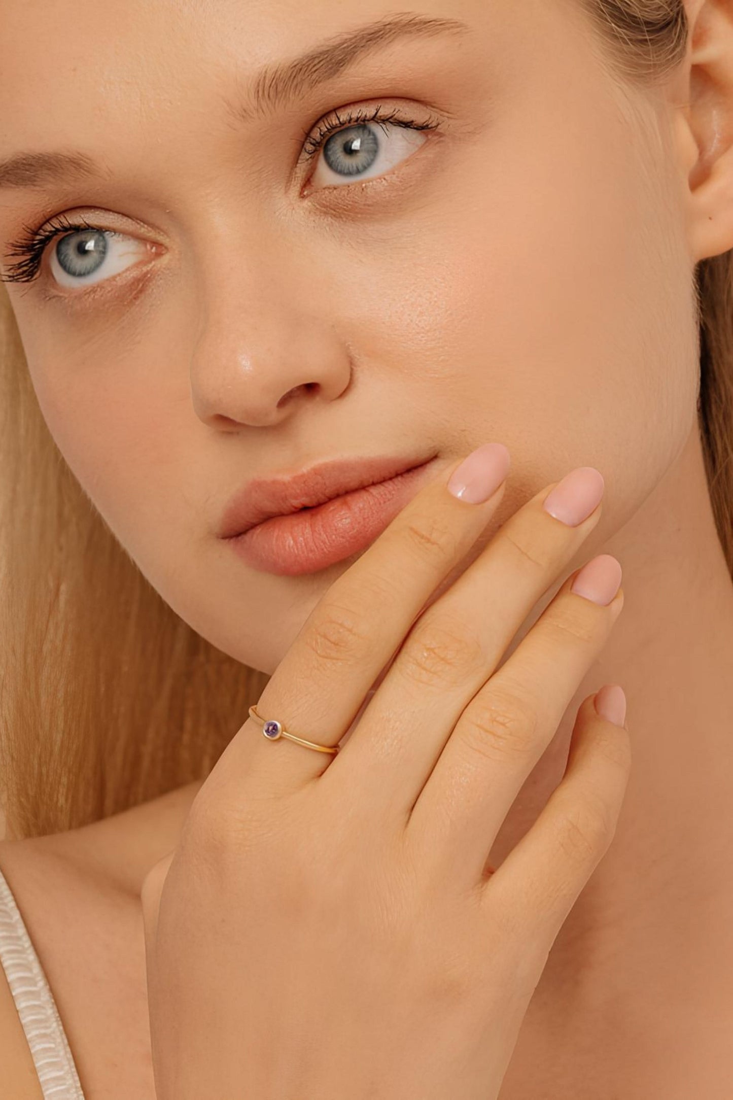 14K Gold Single Birthstone Ring