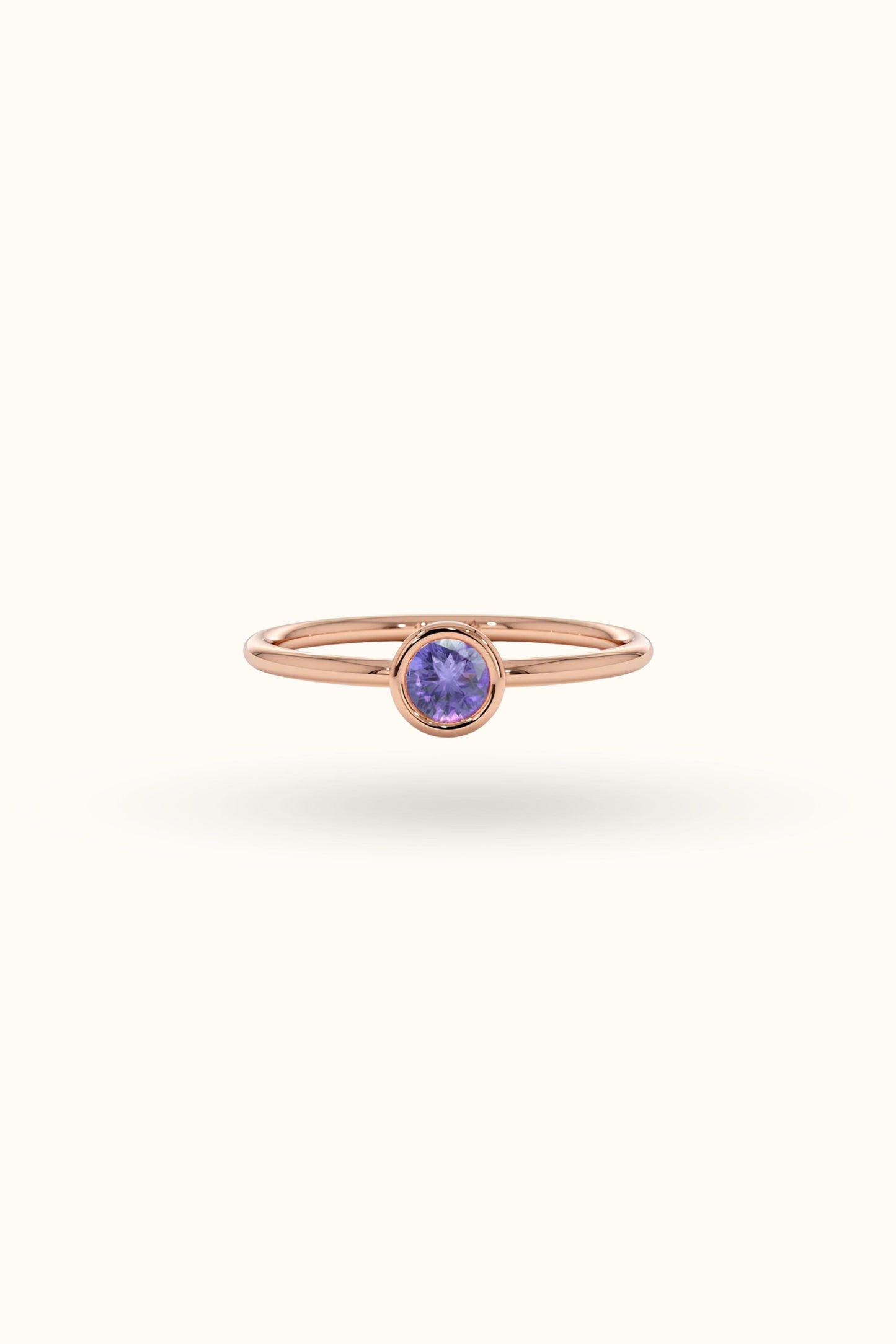14K Gold Single Birthstone Ring