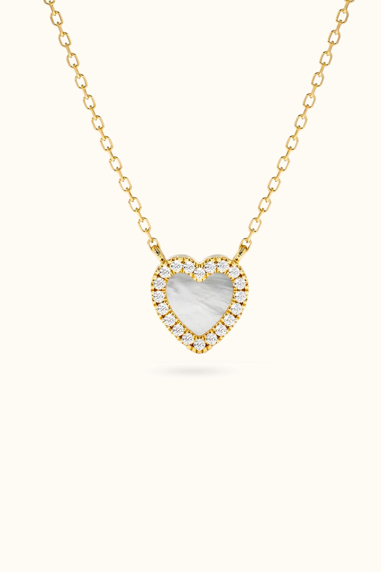 14K Mother of Pearl Heart Necklace