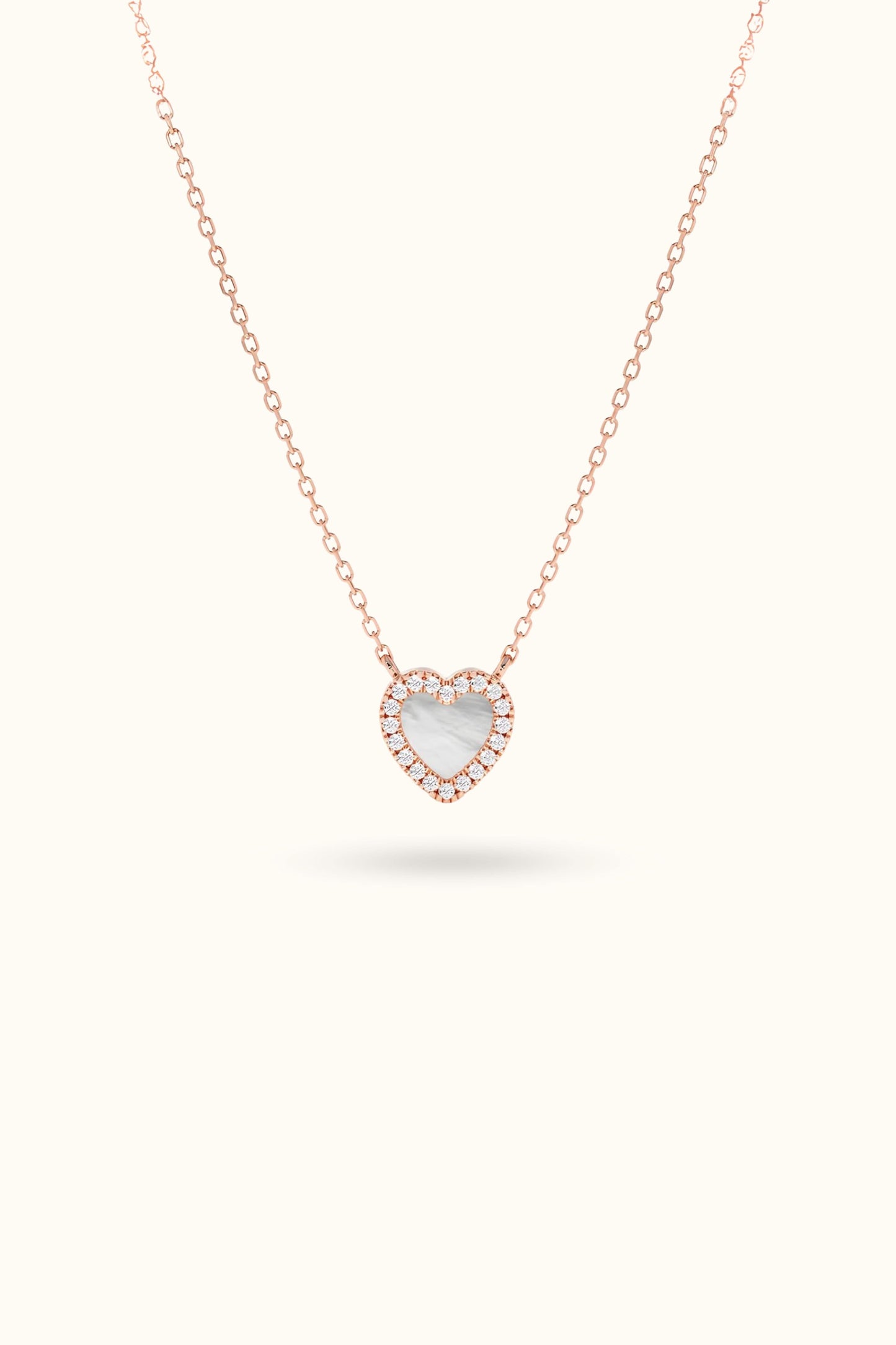 14K Mother of Pearl Heart Necklace