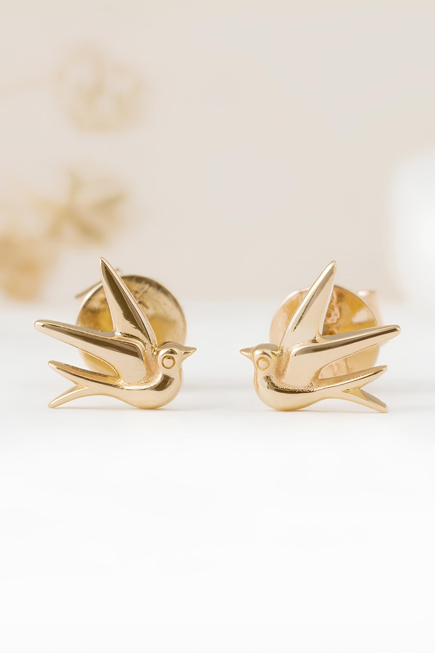 14K Sparrow Bird Earring