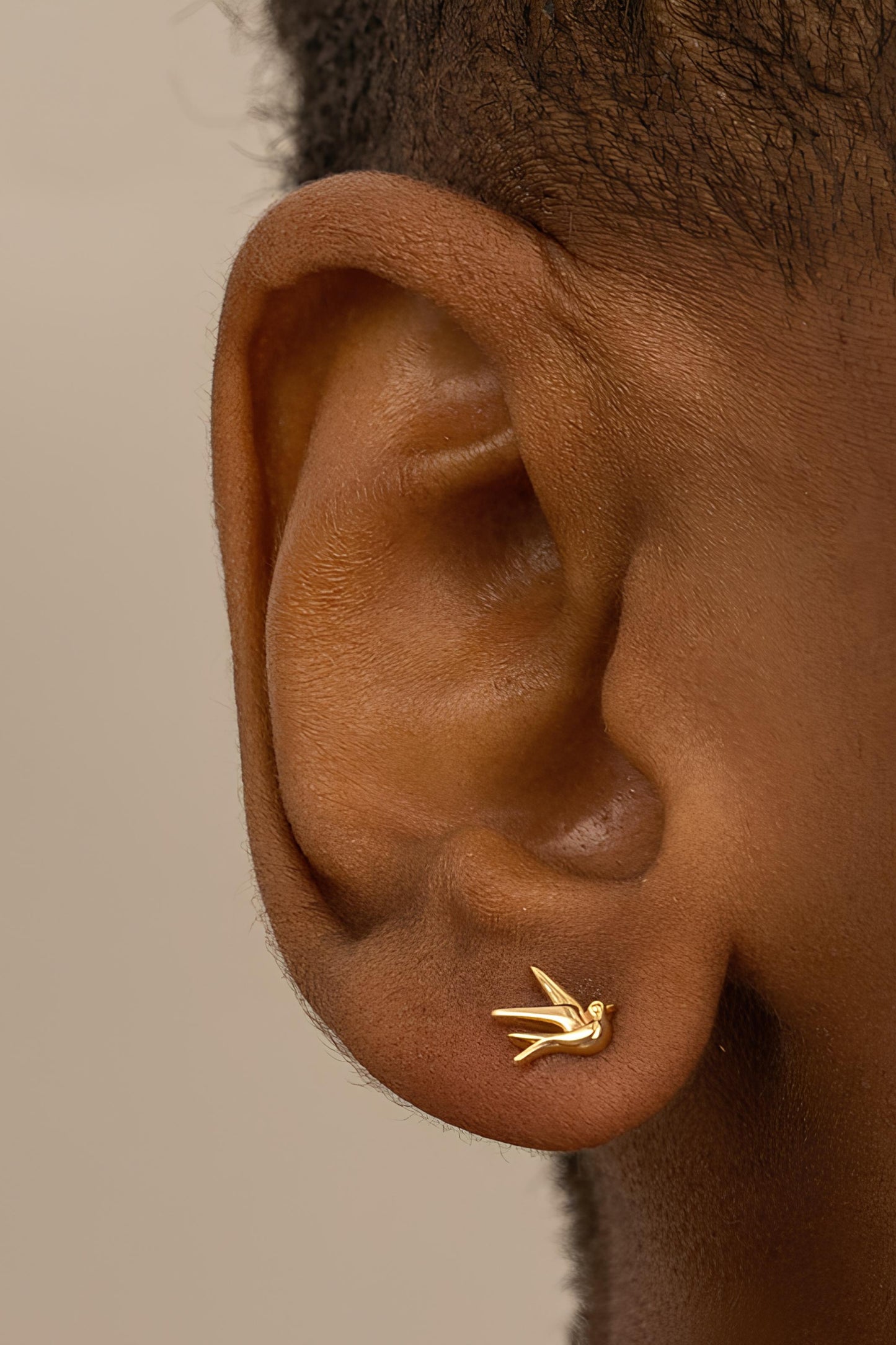 14K Sparrow Bird Earring
