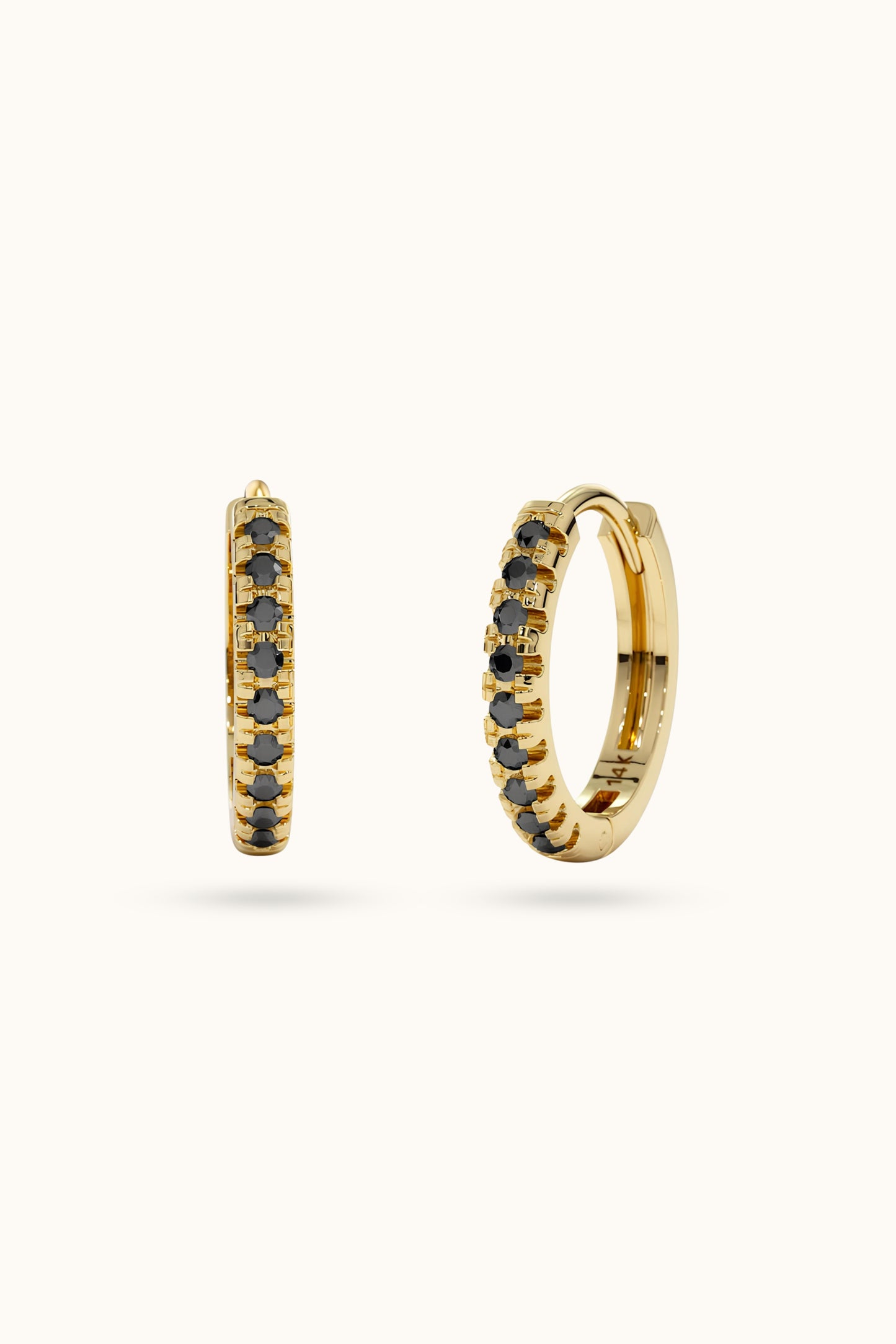 14k Black Gold Mini Hoops Huggie Earrings