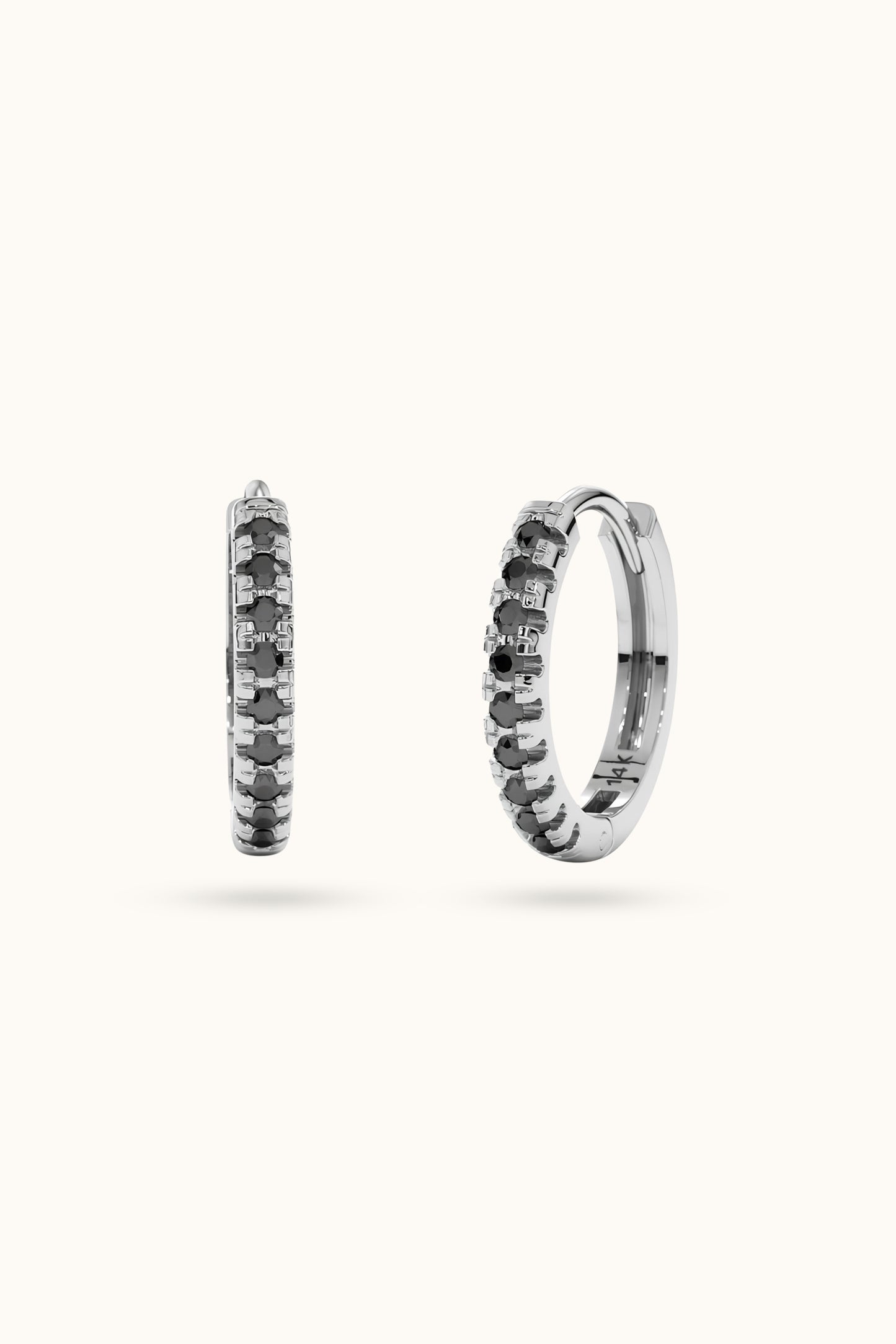 14k Black Gold Mini Hoops Huggie Earrings