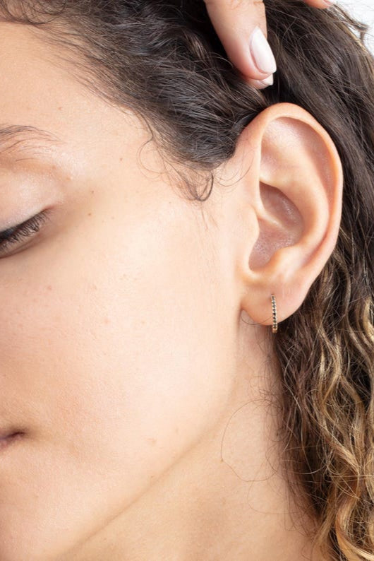 14k Black Gold Mini Hoops Huggie Earrings