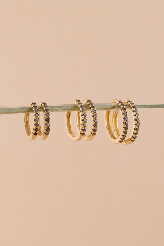 14k Black Gold Mini Hoops Huggie Earrings