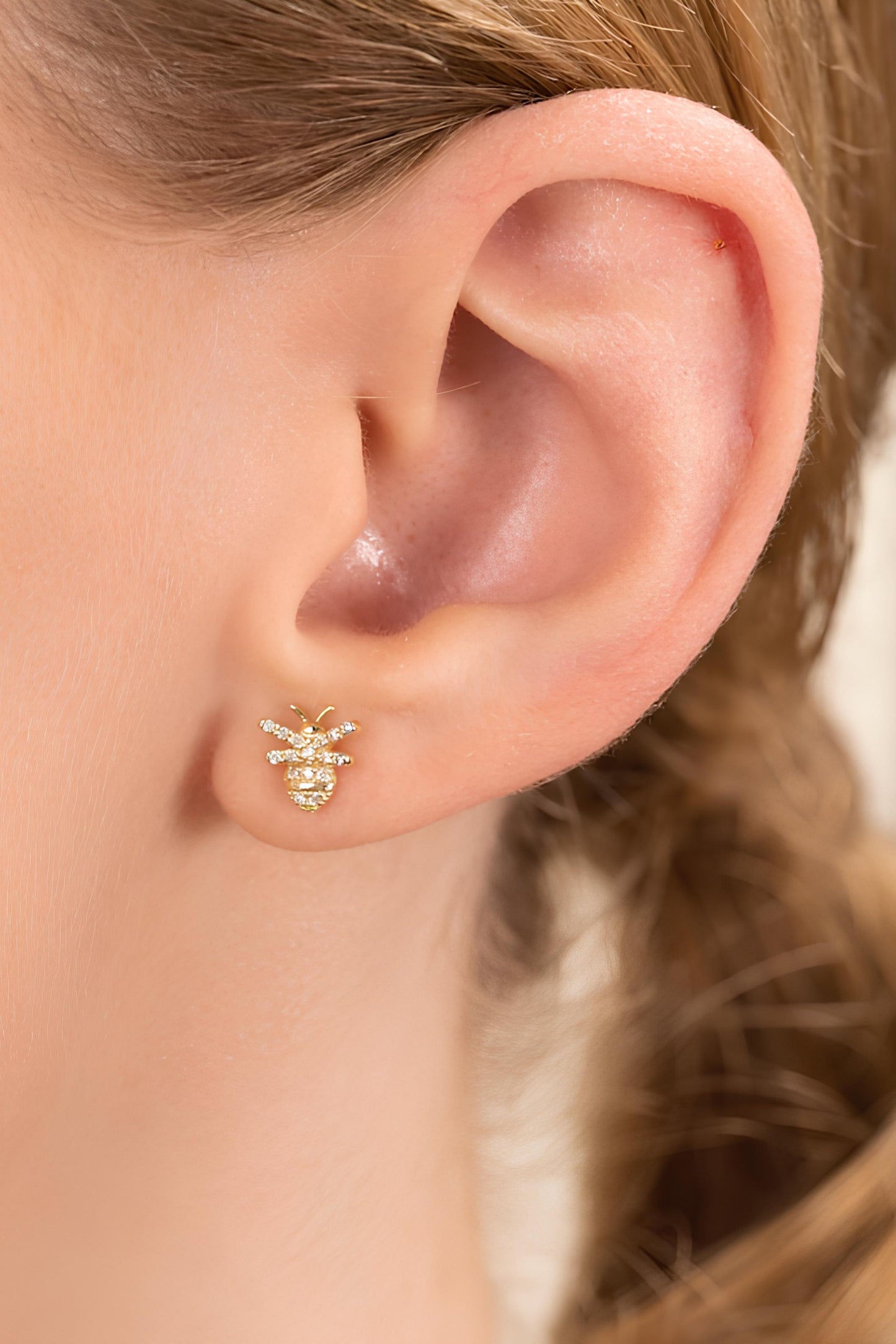 14k Diamond Bee Earrings