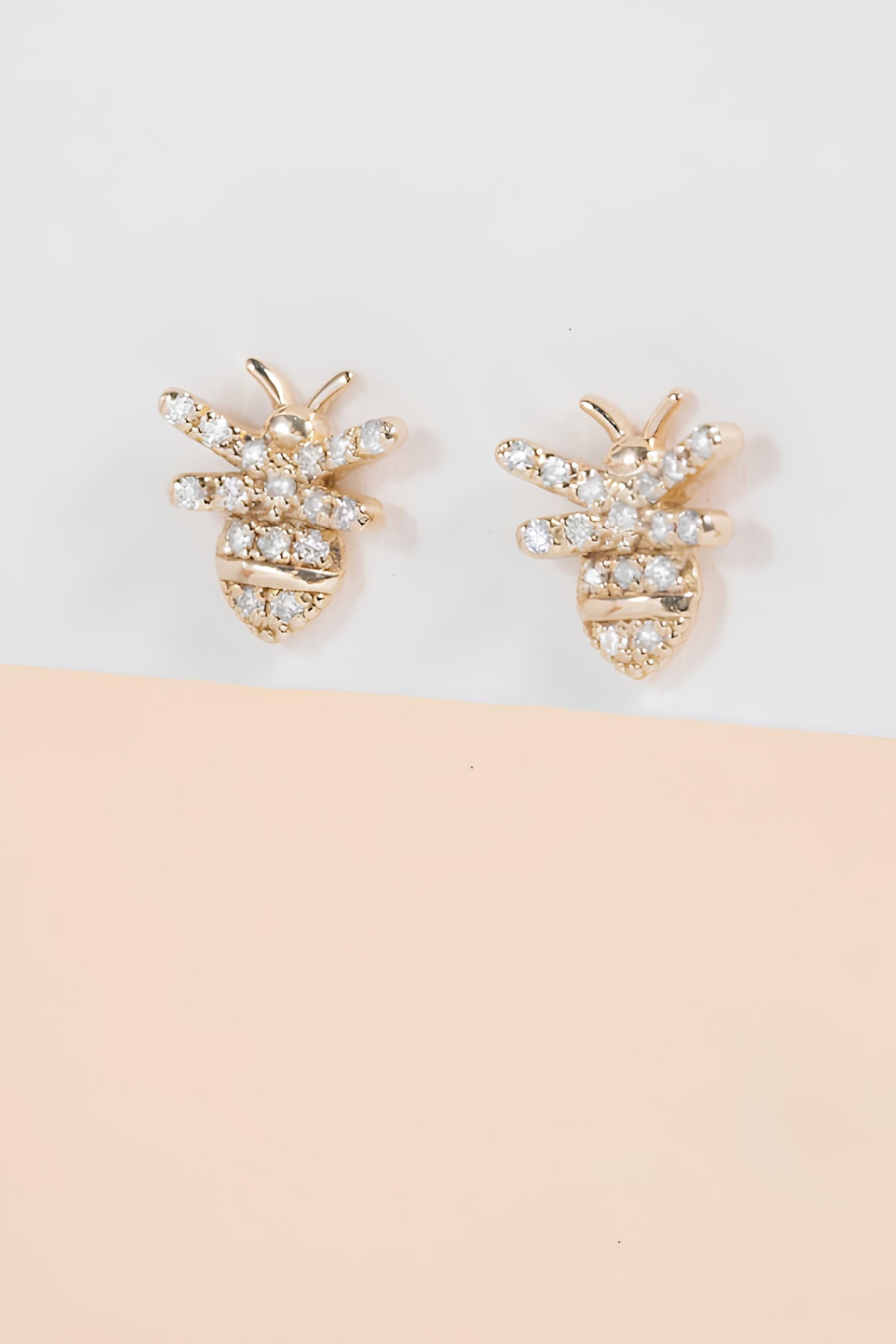 14k Diamond Bee Earrings