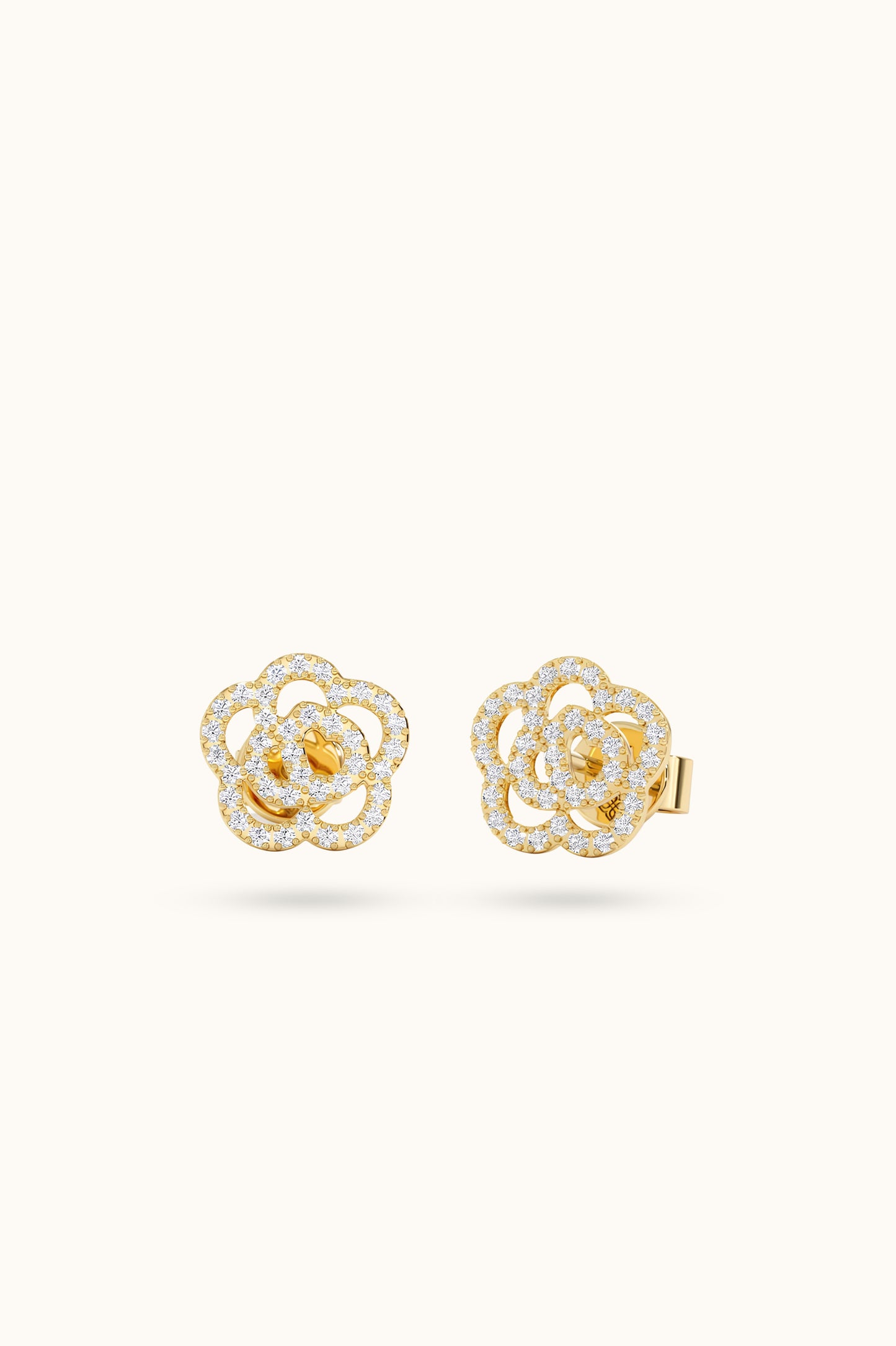 14k Diamond Flower Stud Earrings