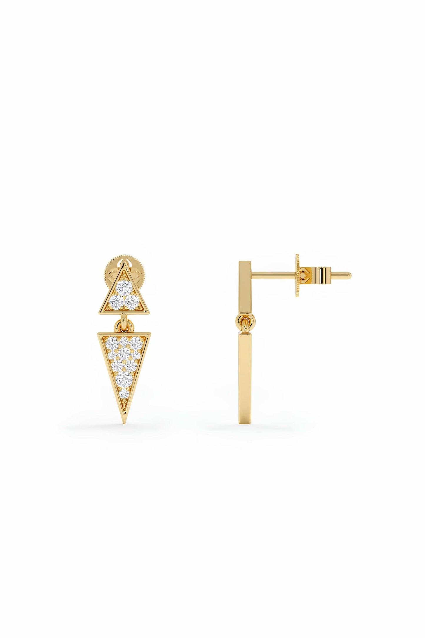 14k Diamond Triangle Earrings