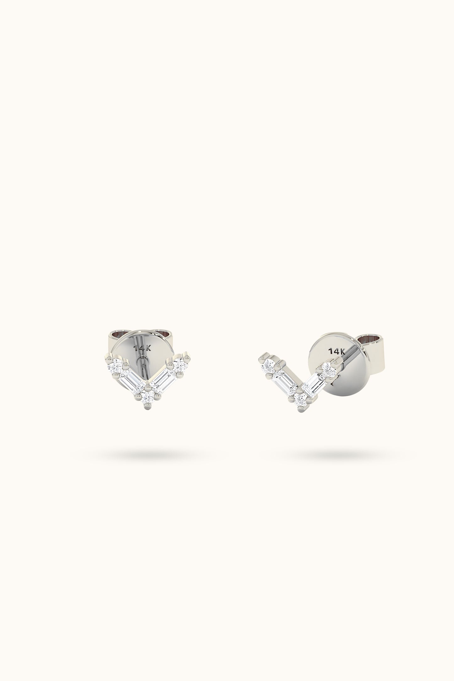14k Diamond V Studs Chevron Earrings