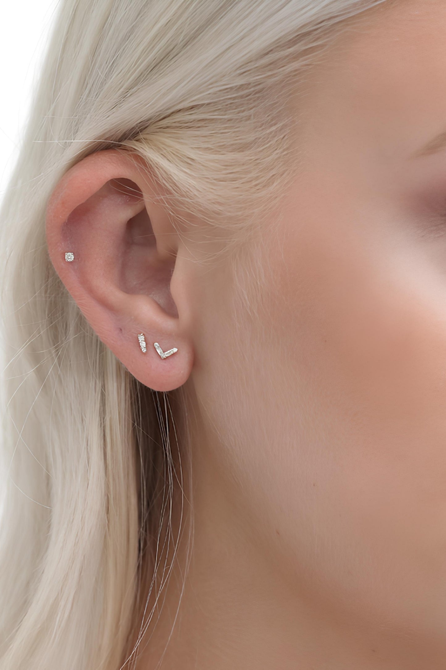 14k Diamond V Studs Chevron Earrings