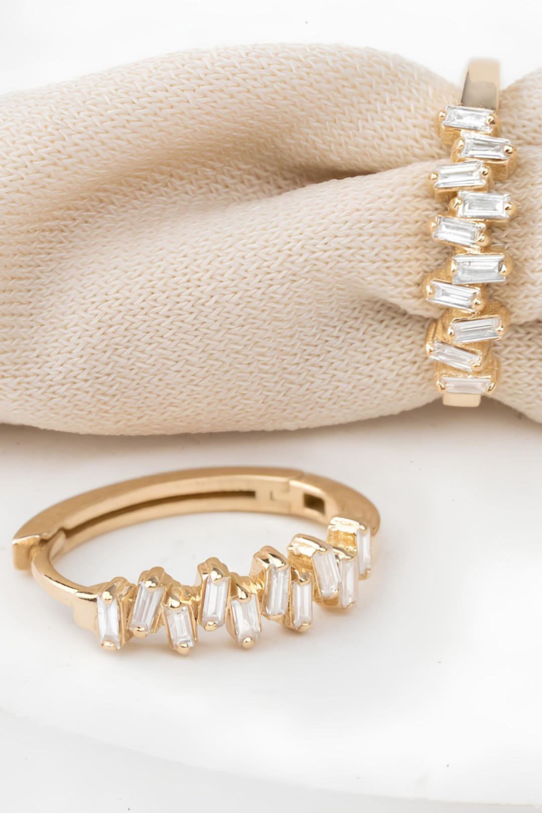 14k Gold Baguette Cluster Diamond
