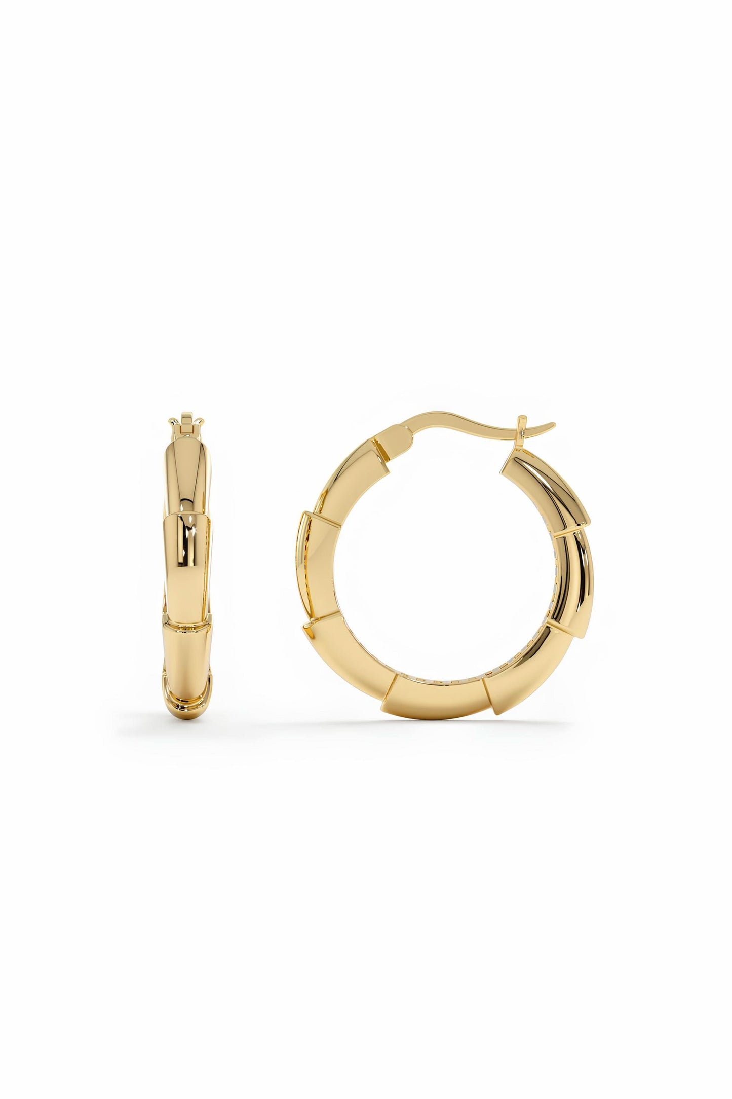 14k Gold Bone Hoop Earrings