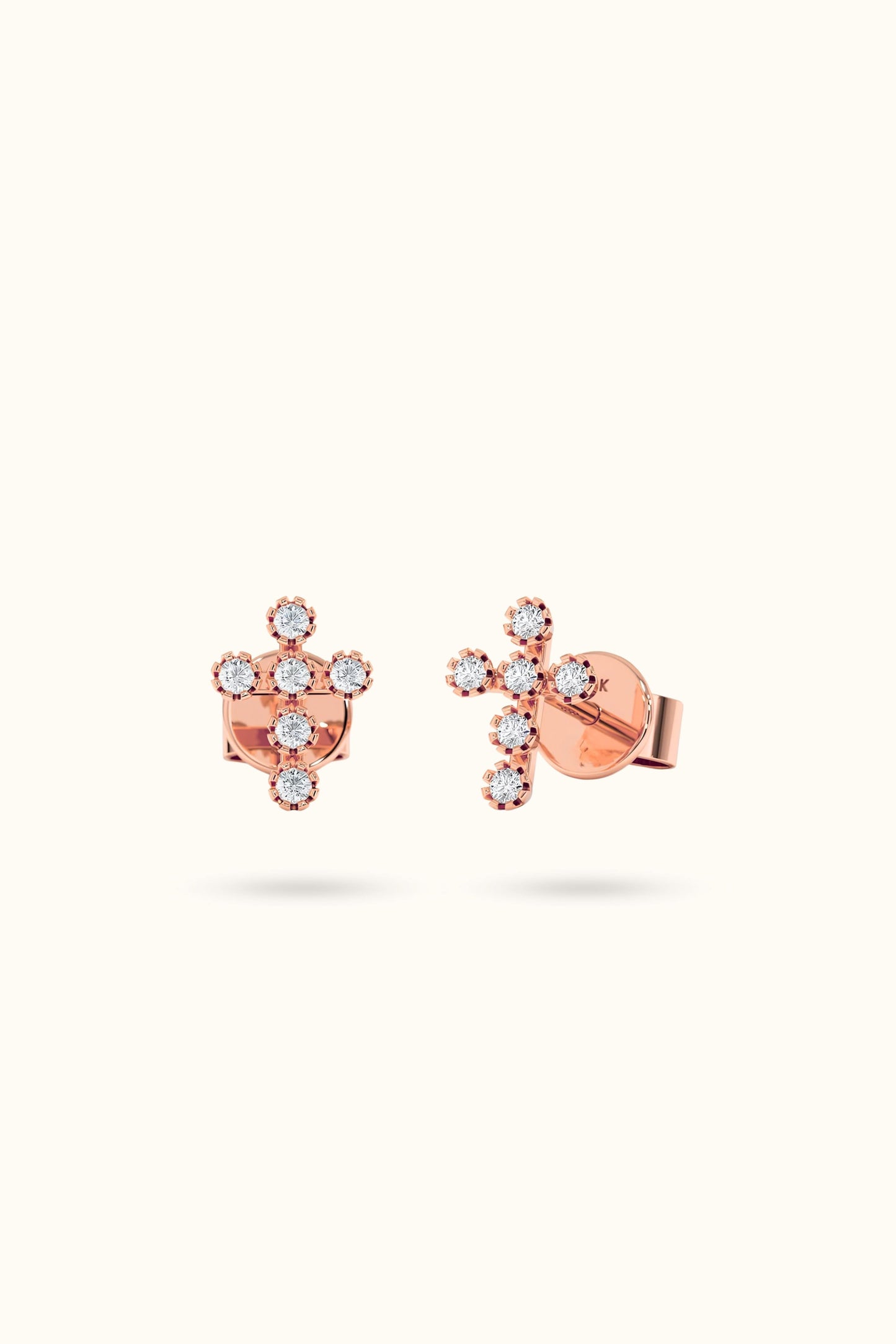14k Gold Diamond Cross Earrings