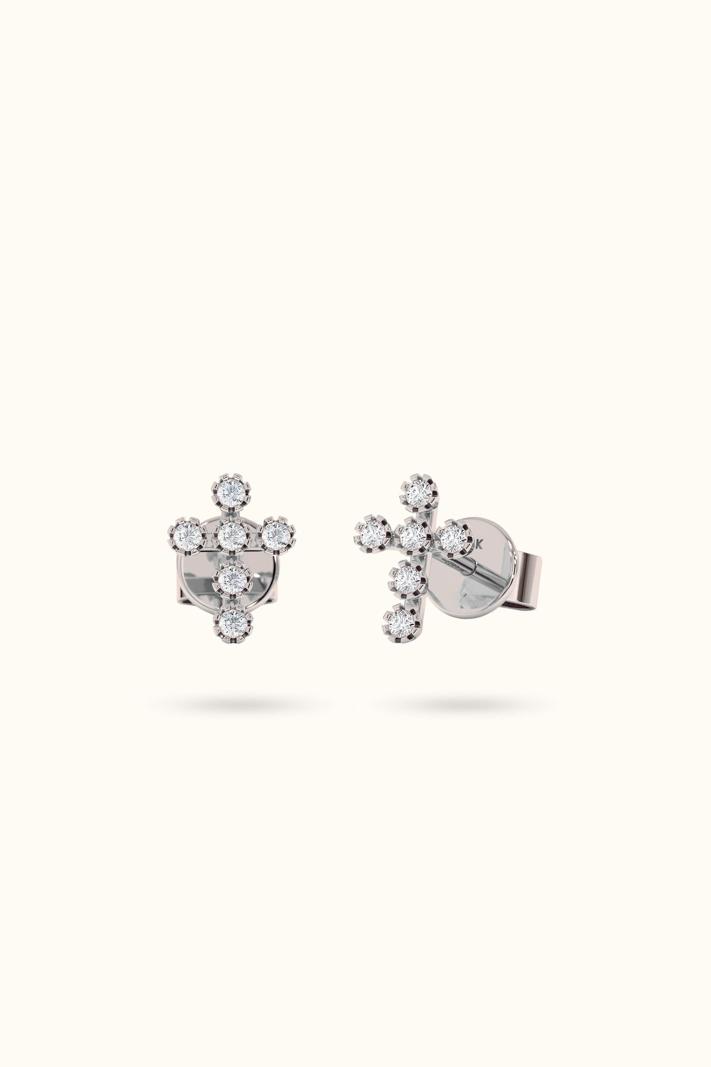 14k Gold Diamond Cross Earrings