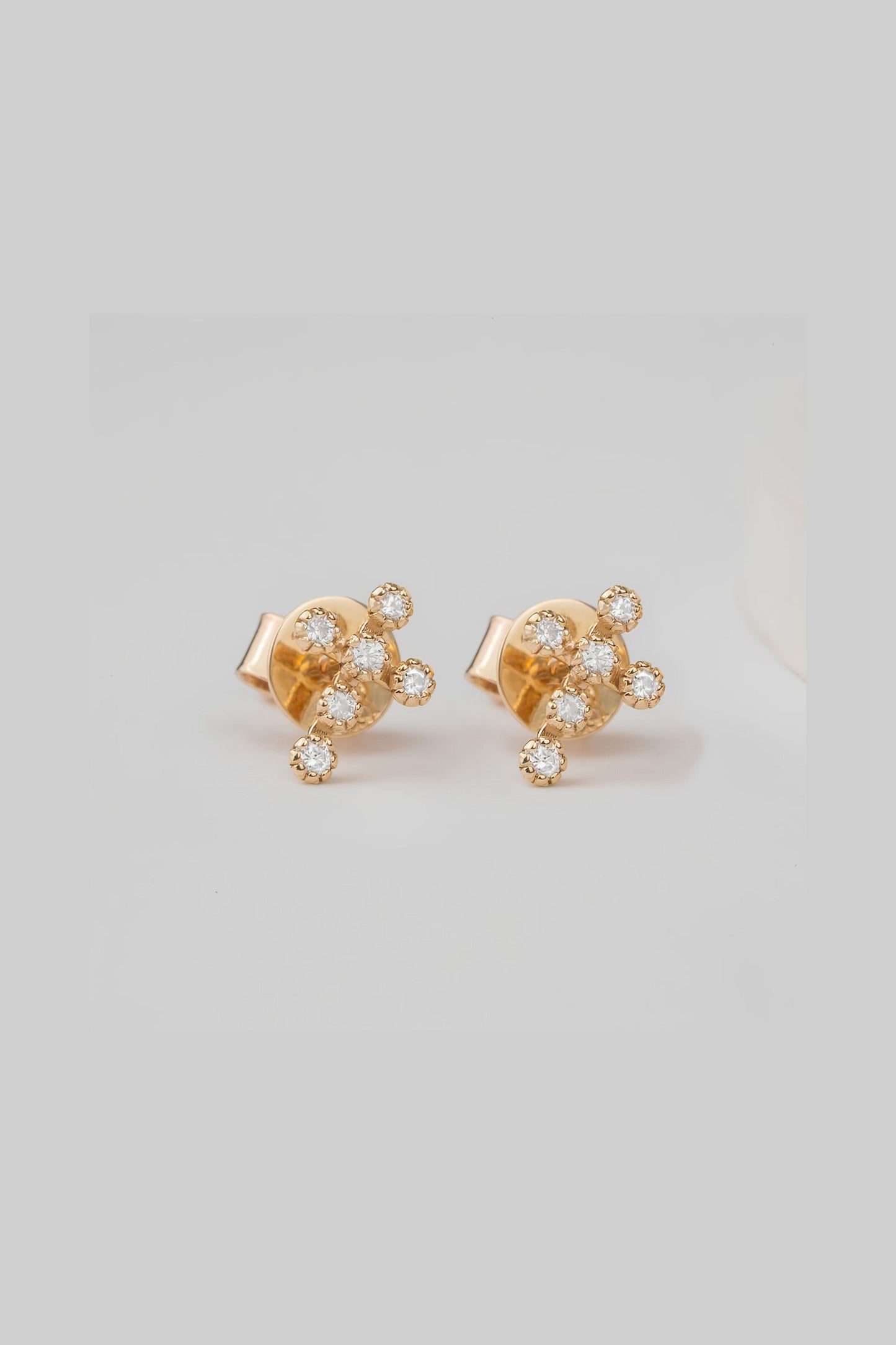 14k Gold Diamond Cross Earrings