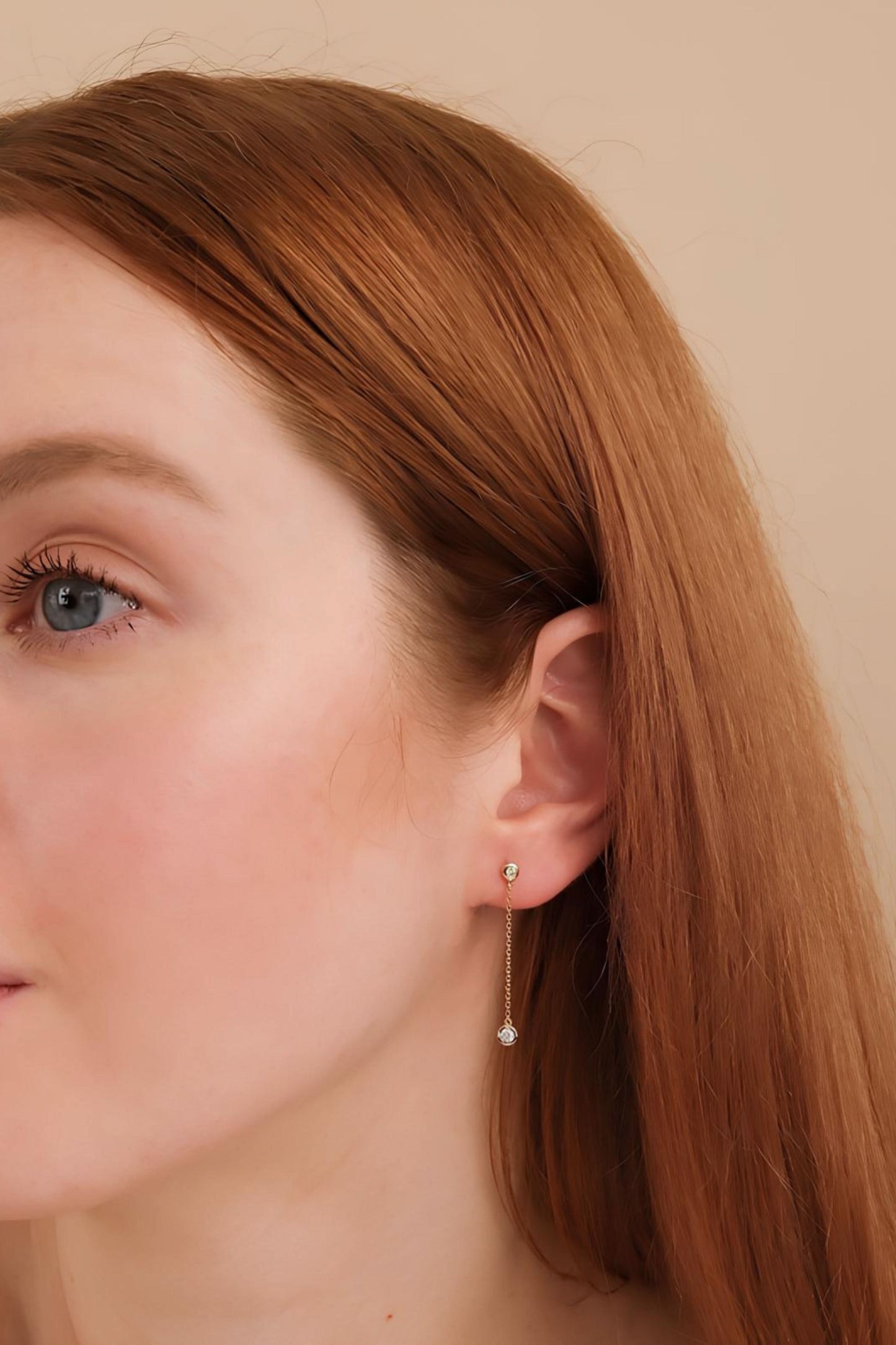 14k Gold Diamond Dangly Earrings