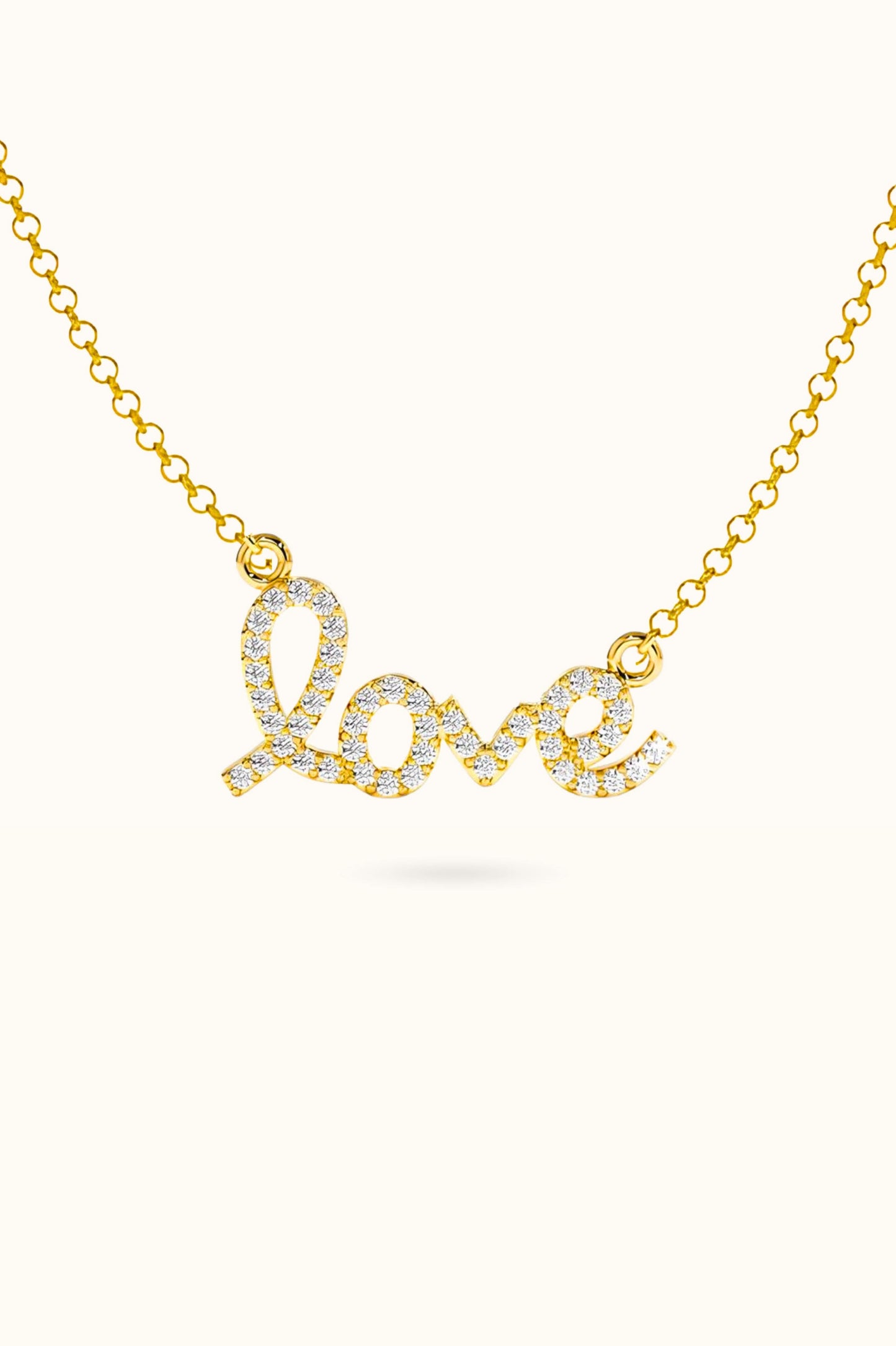 14k Gold Diamond Love Necklace