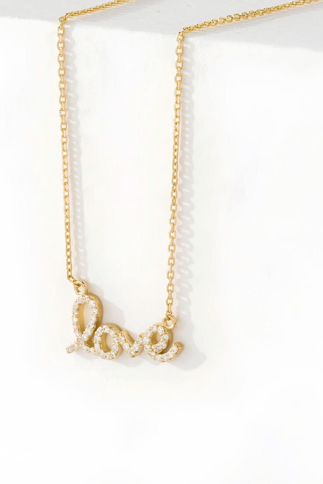 14k Gold Diamond Love Necklace