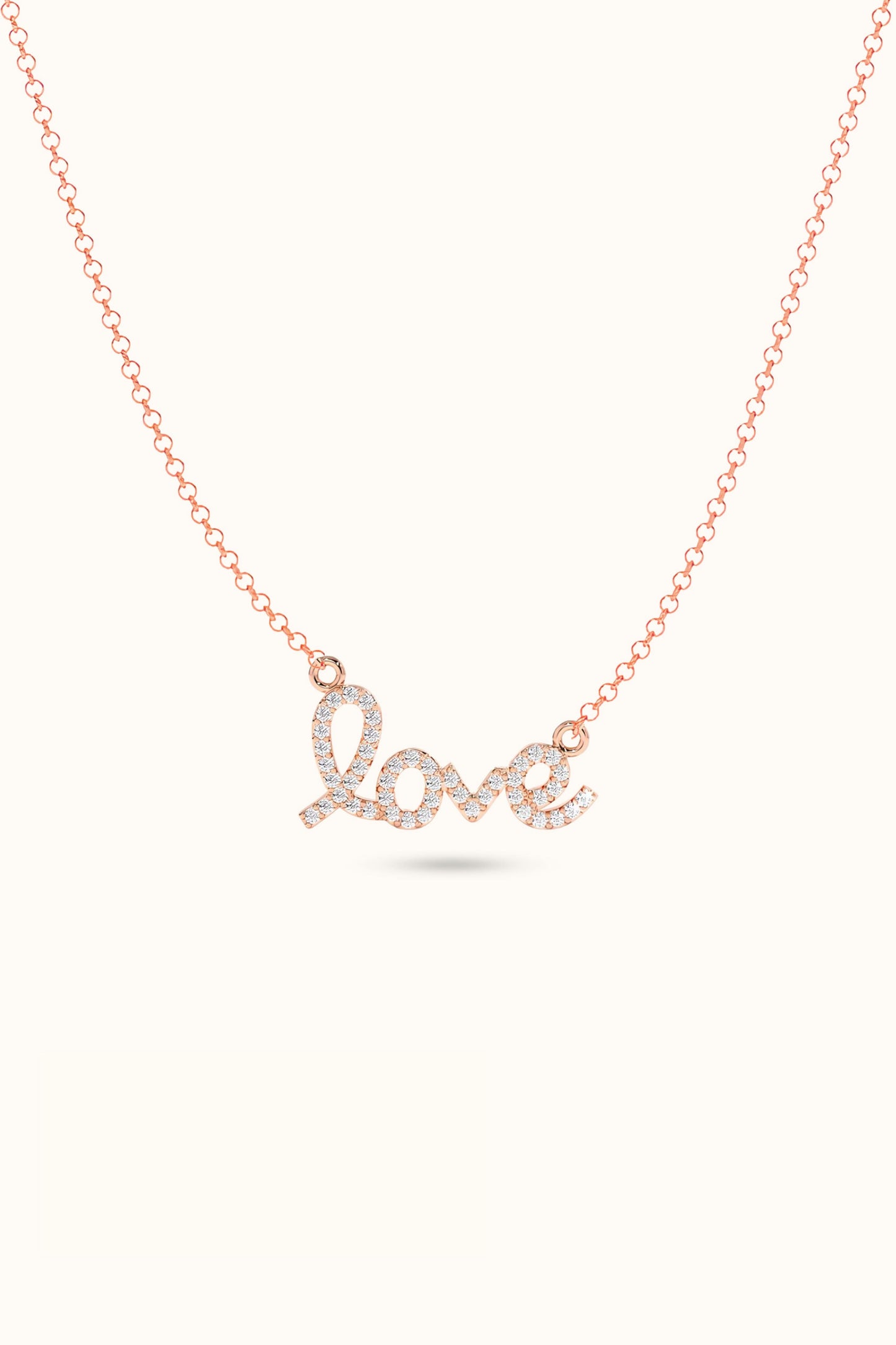 14k Gold Diamond Love Necklace