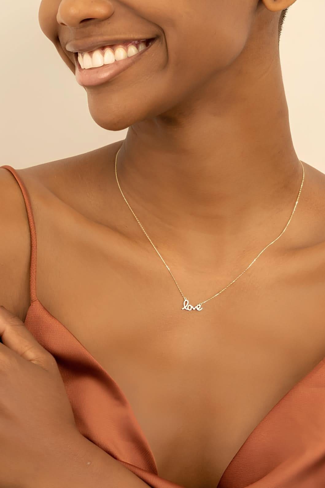 14k Gold Diamond Love Necklace