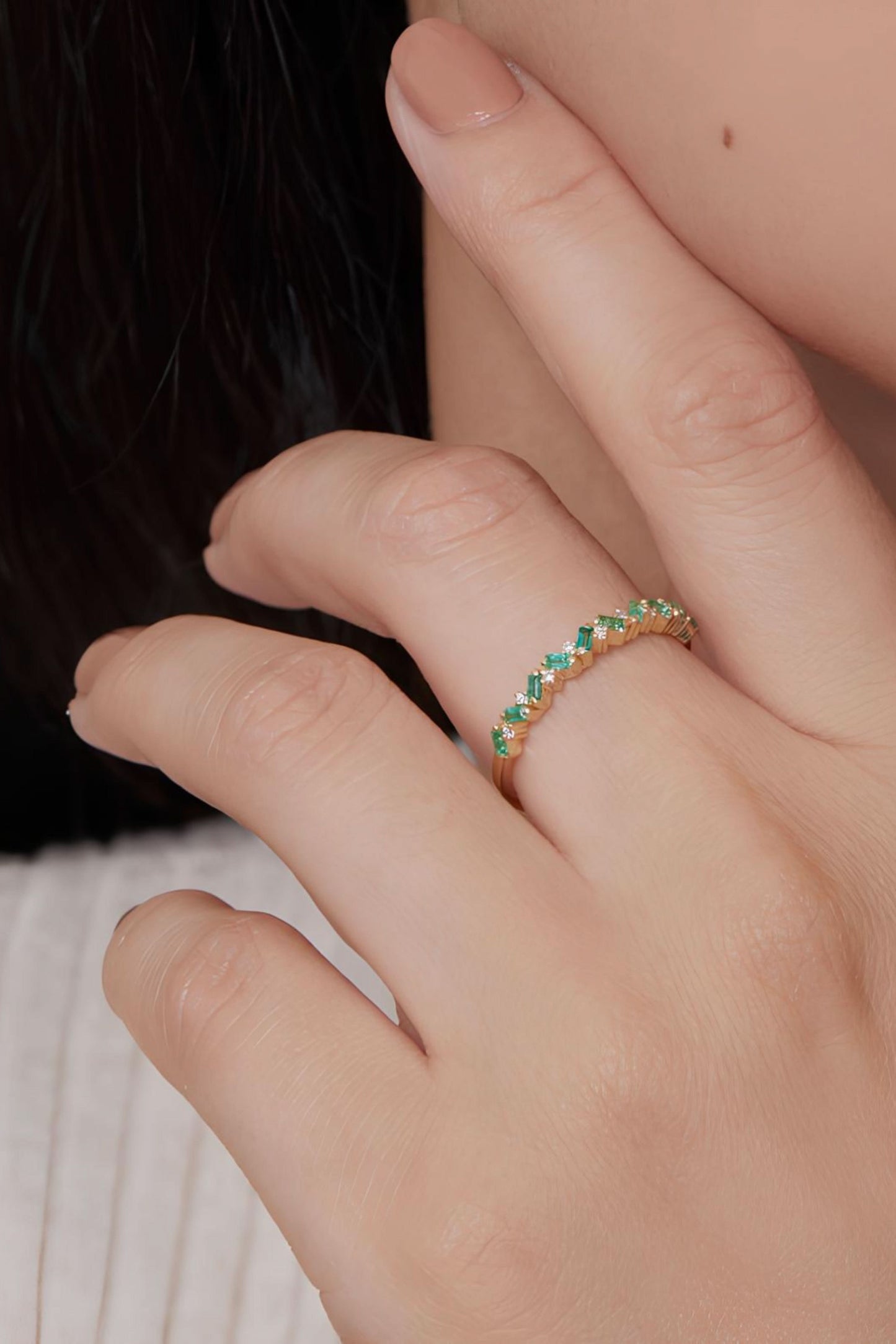 14k Gold Emerald birth stone Ring
