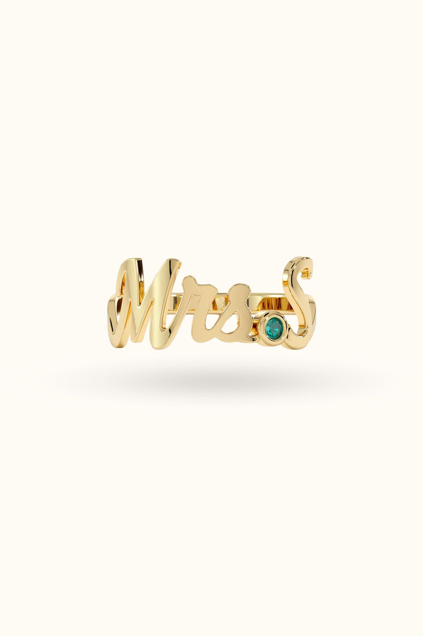 14k Gold Initial Ring Birthstone