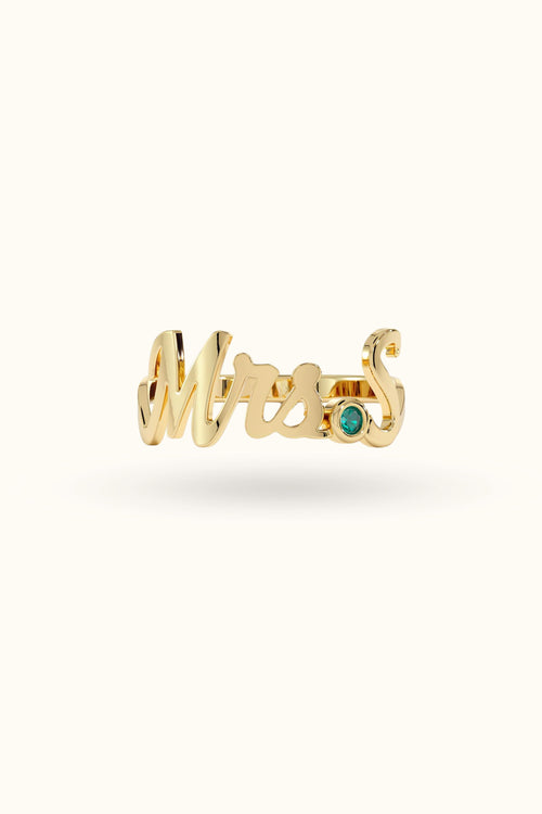 14k Gold Initial Ring Birthstone