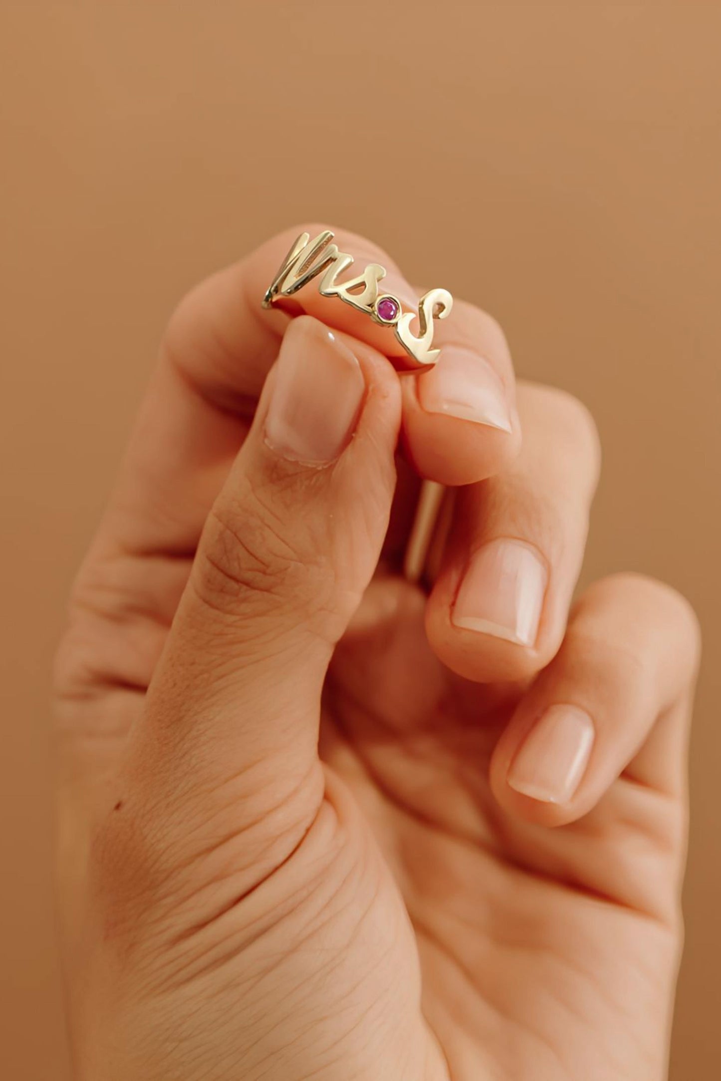 14k Gold Initial Ring Birthstone