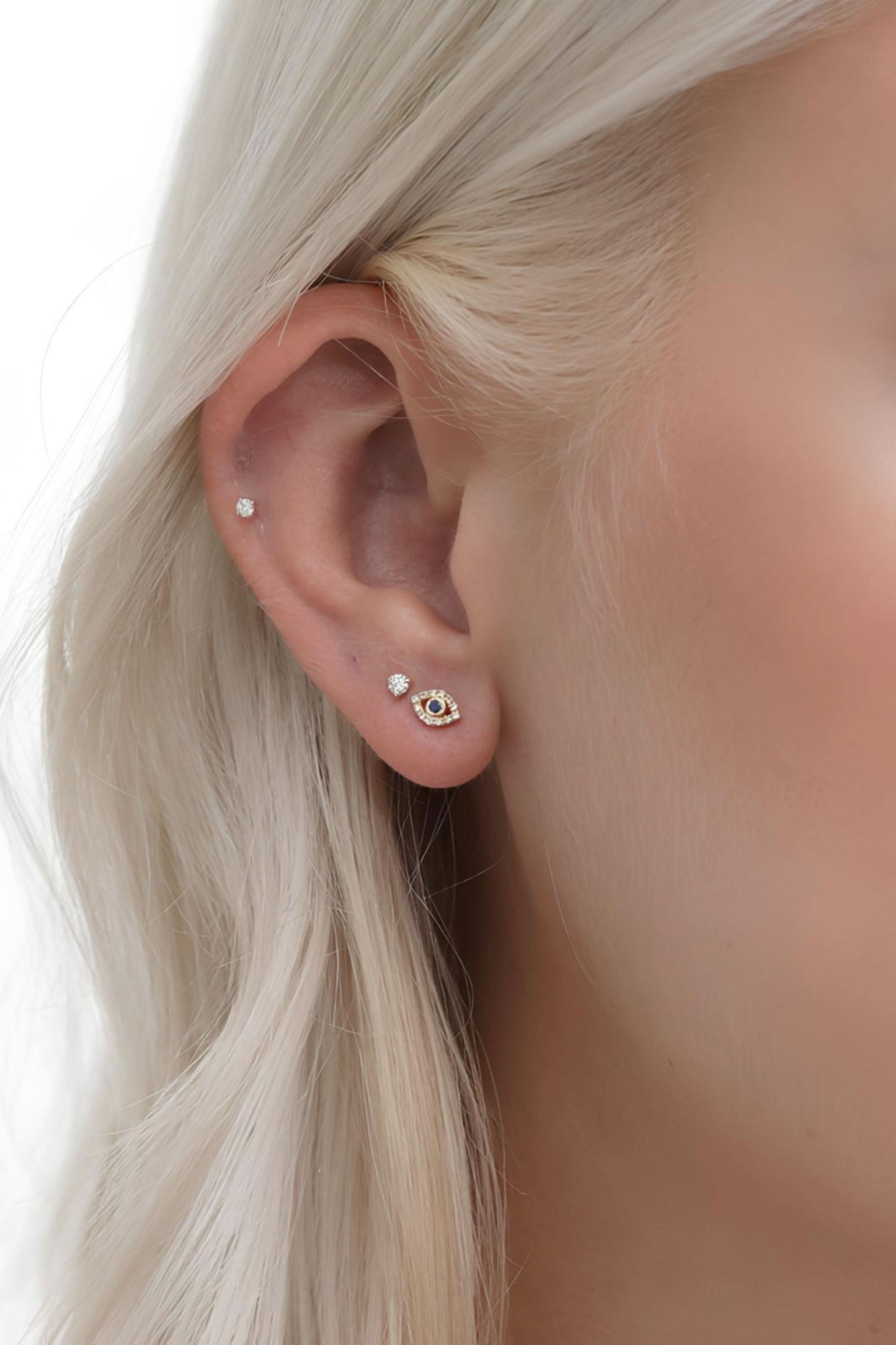 14k Gold Mini Evil Eye Earrings