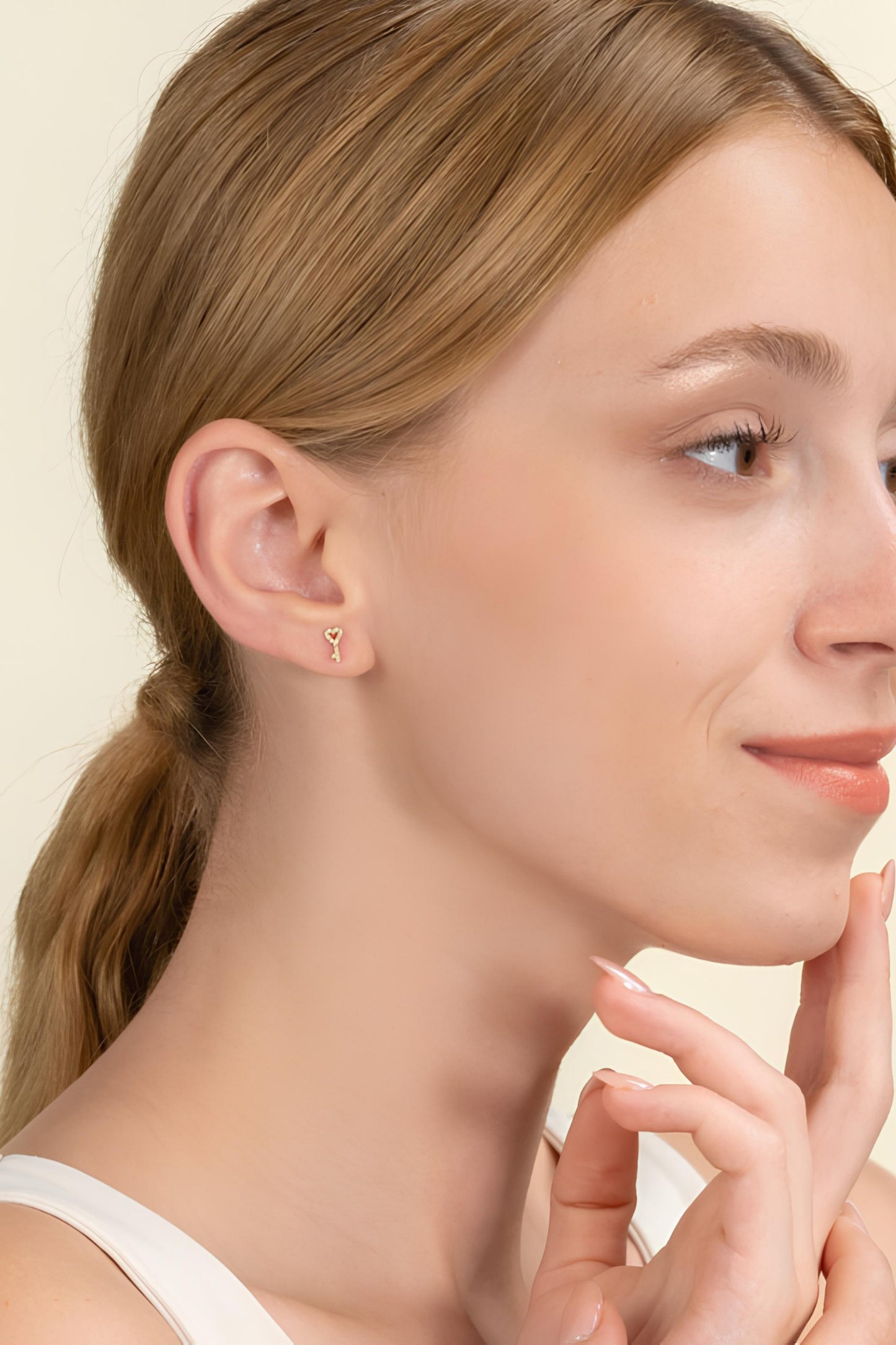 14k Gold Small Diamond Key Earrings