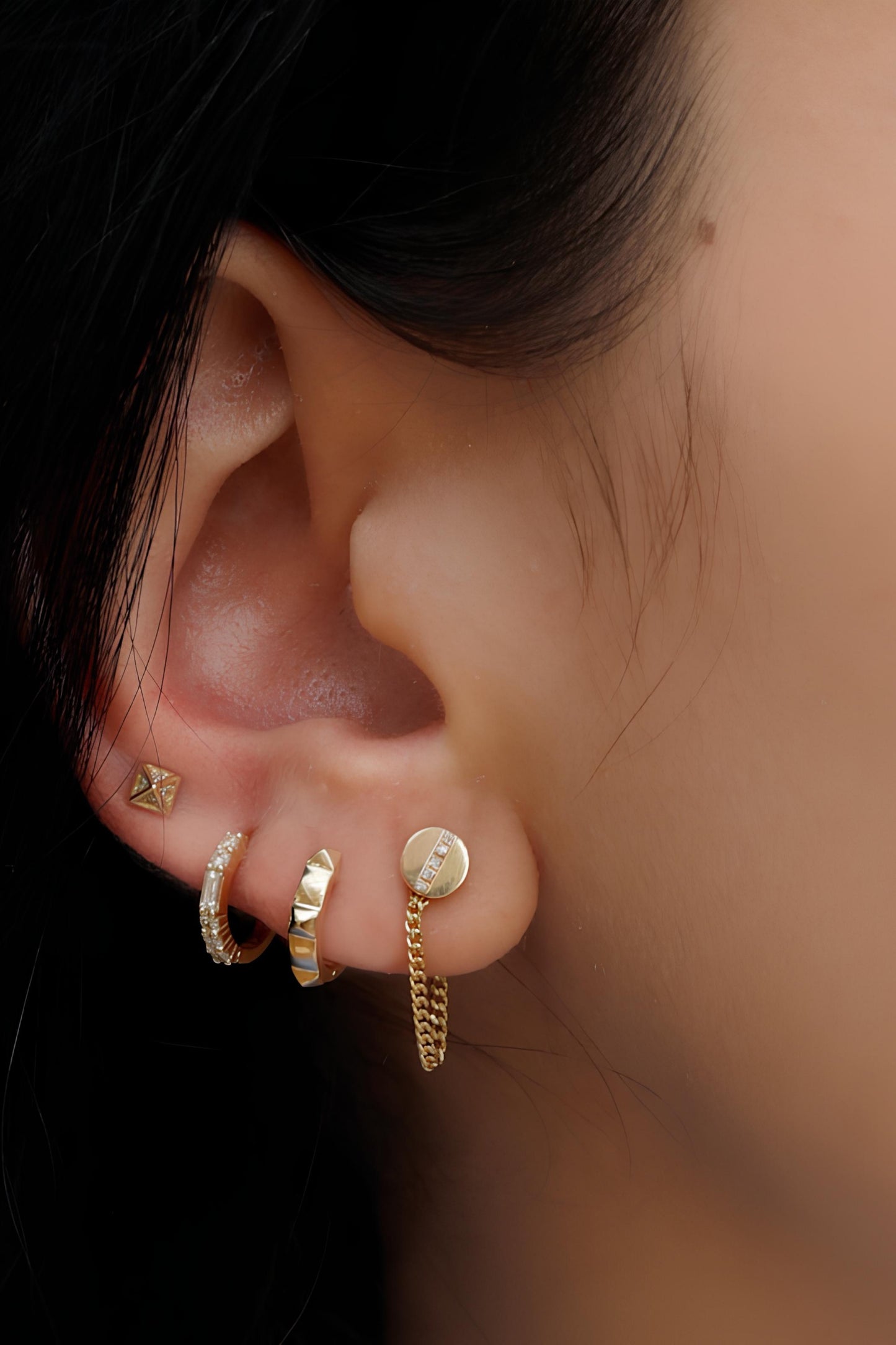 14k Gold Spike Earring